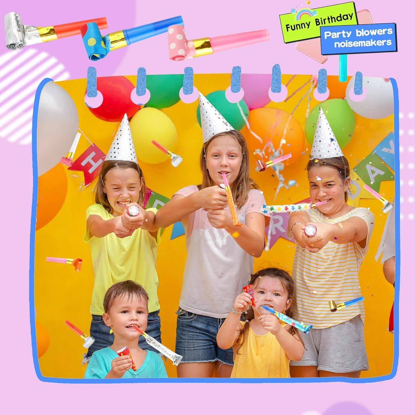 160 Pack Party Blowouts Noisemakers Colorful Party Whistles Blower Funny Birthday Blow Horns Bulk for Birthday New Years Party Favors