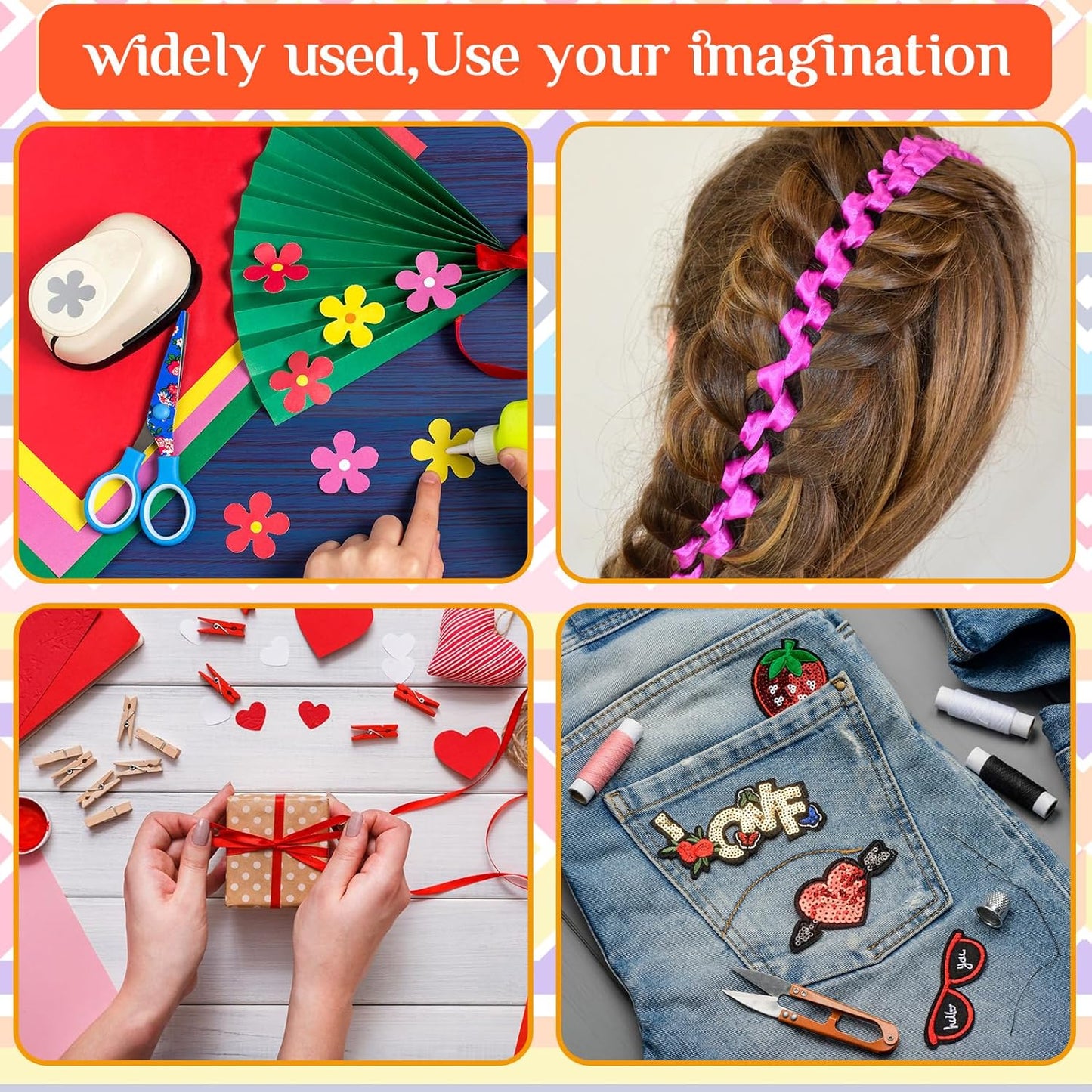 Canlierr 24 Pcs Rainbow Headbands 6 Tulle Mesh Fabric Rolls 100 Felt Flowers Embellishments for DIY Crafts 6 Colorful Satin Roll Ribbons for DIY Headbands Halloween Party Decoration