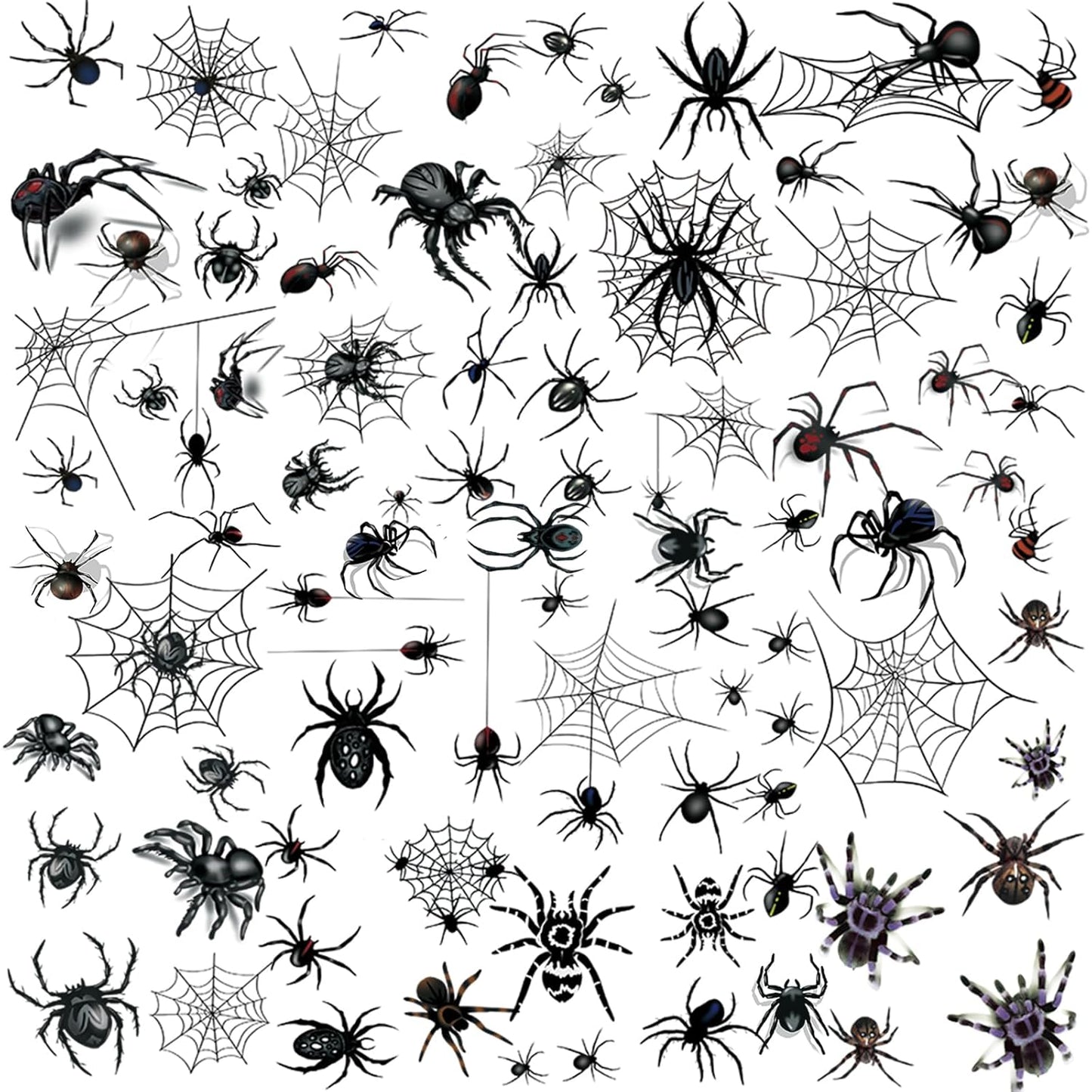 80+ PCS Halloween Spider Web Temporary Tattoos Halloween Makeup Kit for Women Adults, Halloween Face Tattoos Realistic 3D Spider Web Fake Tattoos for Kids Halloween Temporary Tattoos