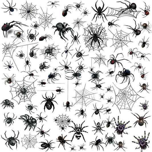 80+ PCS Halloween Spider Web Temporary Tattoos Halloween Makeup Kit for Women Adults, Halloween Face Tattoos Realistic 3D Spider Web Fake Tattoos for Kids Halloween Temporary Tattoos
