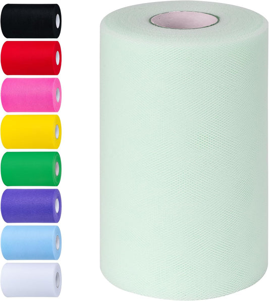 Silver Gray Tulle Fabric Rolls 6 Inch by 100 Yards (300 feet) Tulle Roll Spool Fabric for DIY Tutu Skirt Baby Shower Birthday Party Wedding Decorations Christmas Craft Supplies (Silver Gray)