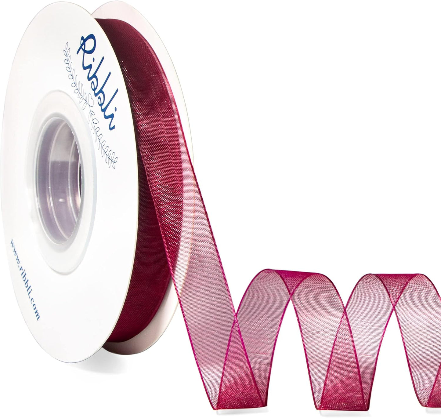 Ribbli Wine Red Organza Ribbon,1/2 Inches x Continuous 50 Yard,Wine Sheer Ribbon for Gift Wrapping,Cookie Wrapping,Wedding Decoration,All Crafting and Sewing