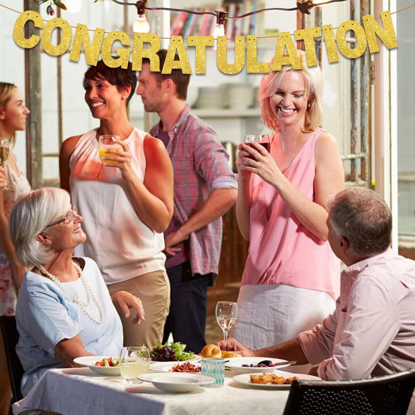 BEISHIDA 116 PCS A-Z Glitter Gold DIY Letter Banner Kit Make Your Own Banner，Including 111 Letters and Numbers 3 Rope and 2 Threading Device,Customized for Birthday Graduation Wedding Party Decor