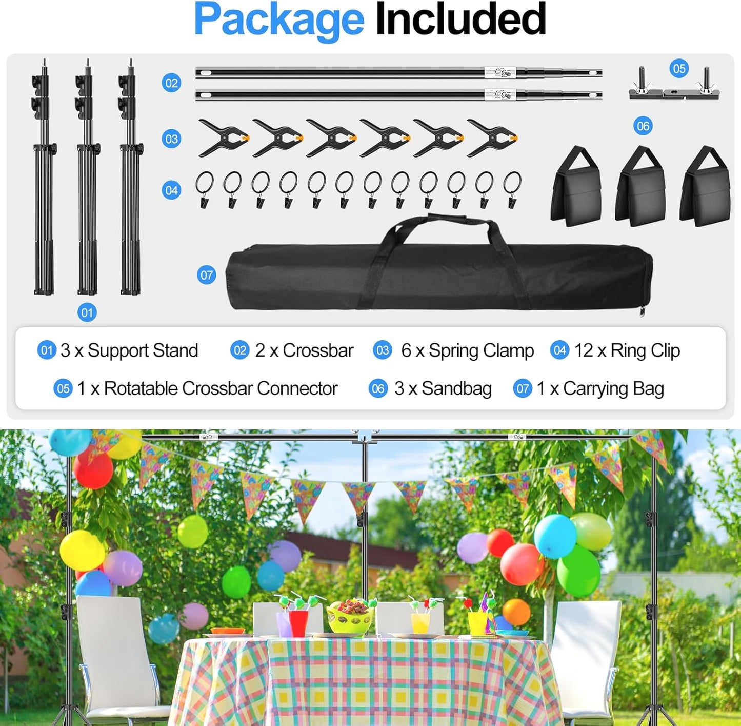 FUDESY 10x20ft Backdrop Stand Heavy Duty Adjustable Photography Background Support System with Angle Rotatable Connector, Spring Clamps, Sandbags, Ring Clips, Carry Bag for Photo Video Studio, Wedding