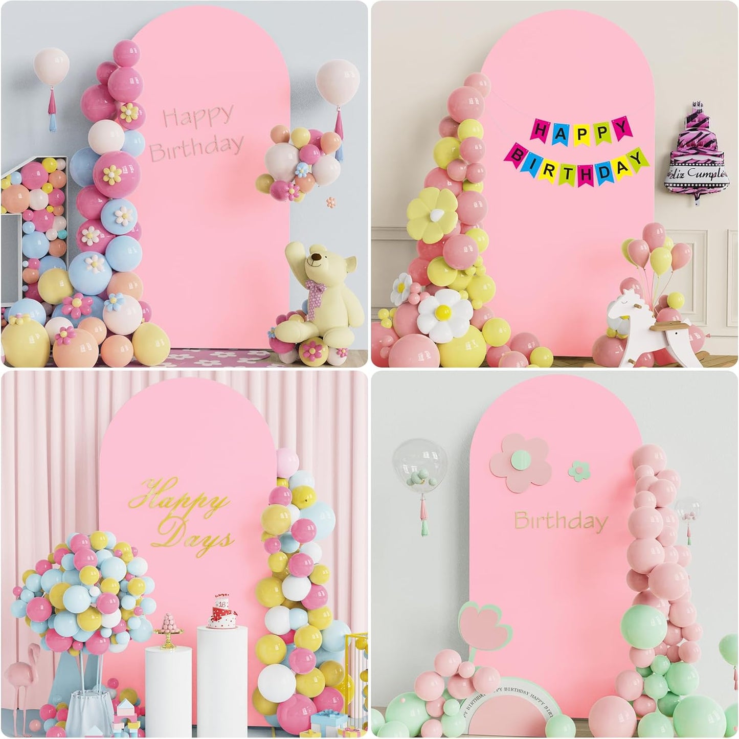 Wokceer 6.6 FT Wedding Arch Stand and Arch Cover, Metal Arch Stand with Arch Stand Cover for Birthday Party Wedding Ceremony Bridal Baby Shower Event Decor, Pink, DoorCover 1.0M-Pink-K