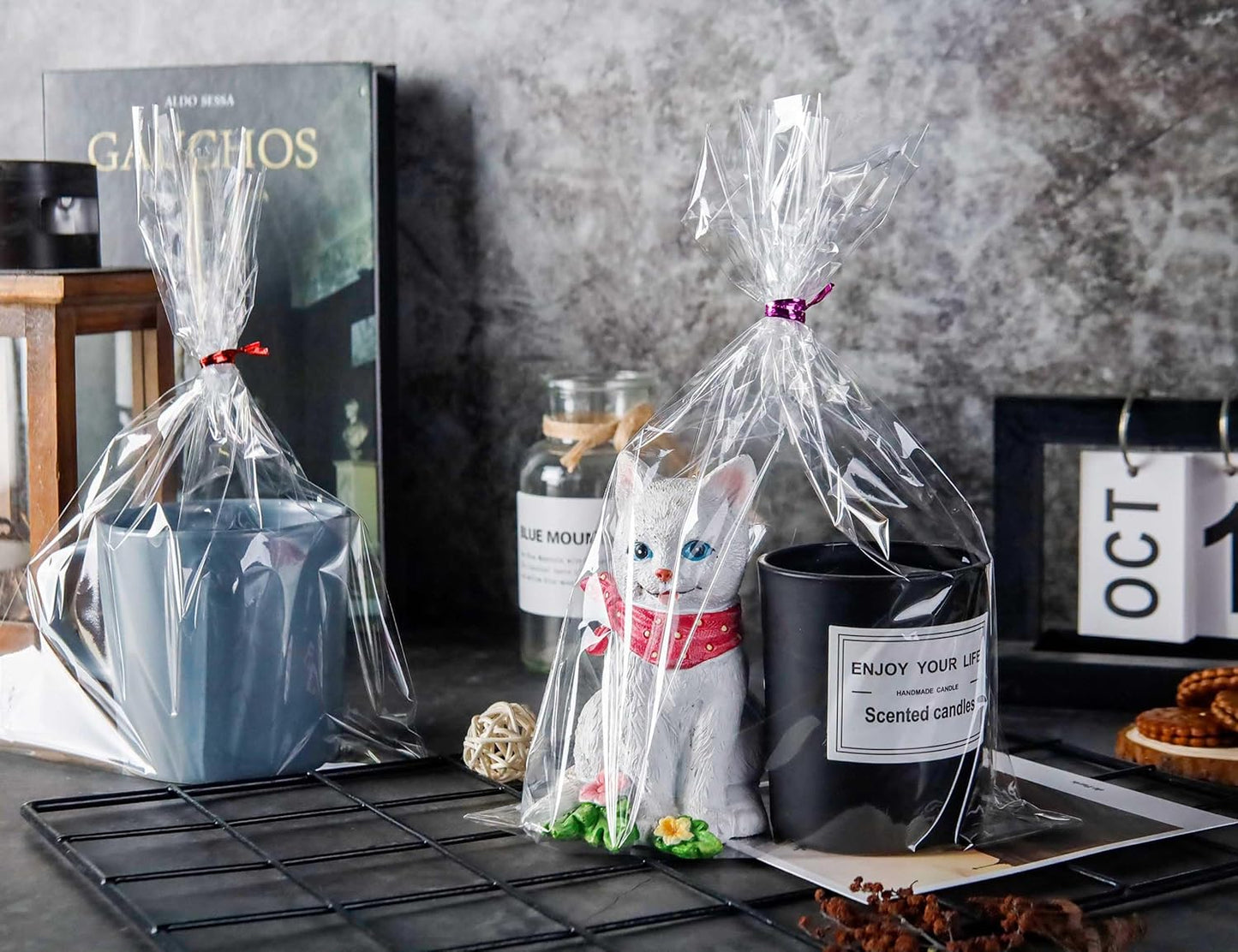 LOKIQNG Cellophane Bags Plastic Gift Bag Clear Cookie Treat Bags with Twist Ties for Party Favor Bag(200 Pack, 8x11inch)