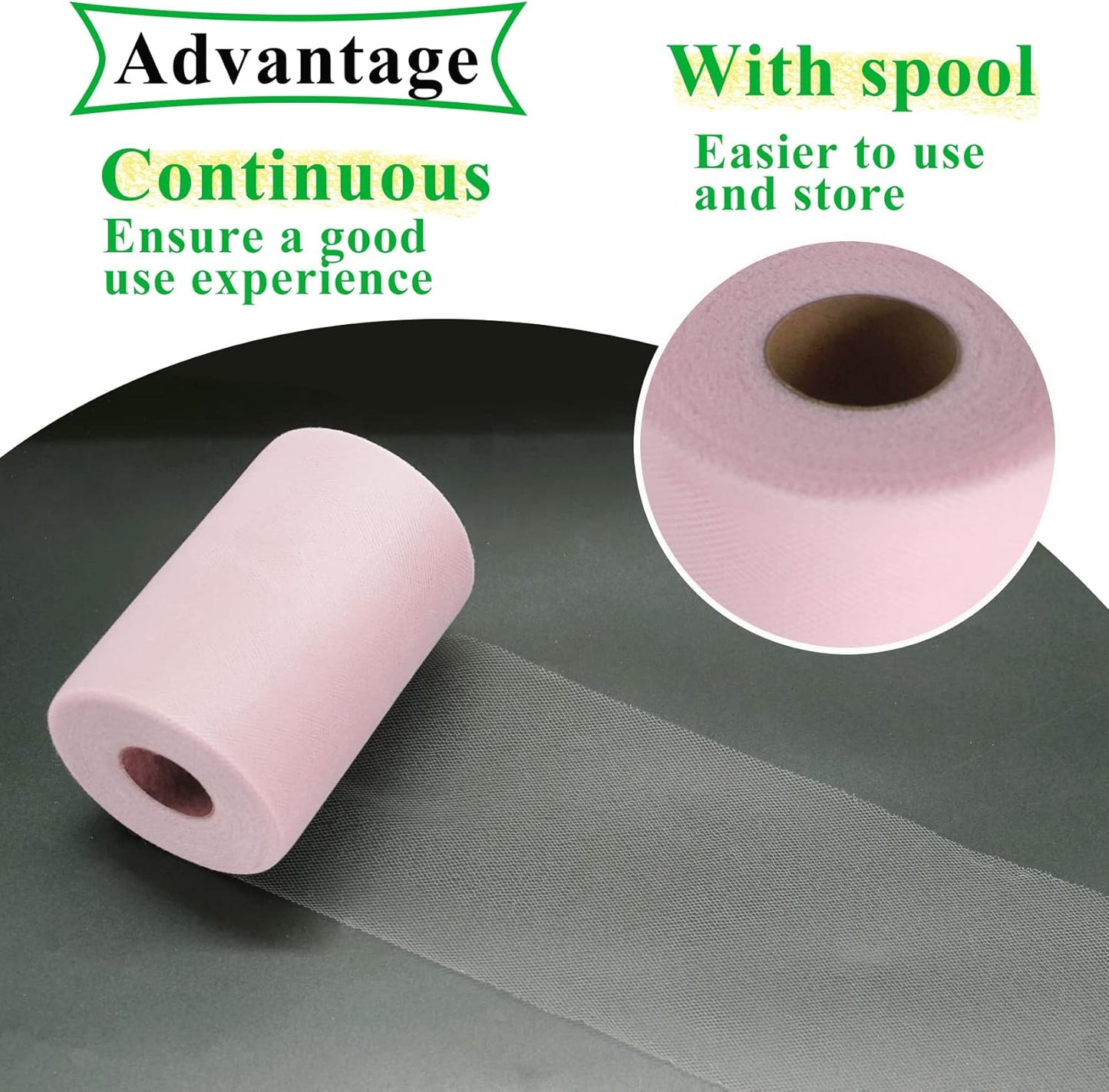 Light Pink Tulle Fabric Rolls 6 Inch by 100 Yards (300 feet) Fabric Spool Tulle Ribbon for DIY Light Pink Tutu Bow Baby Shower Easter Birthday Party Wedding Decorations Christmas Craft Supplies