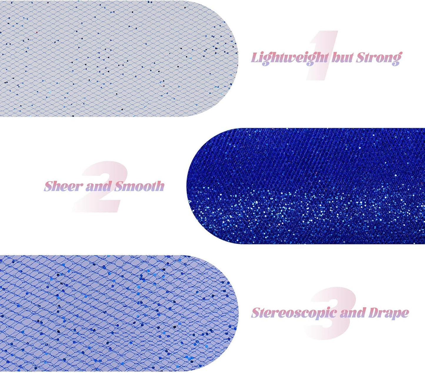 Glitter Tulle Rolls 6” by 50 Yards Sparkle Tulles Fabric Ribbon Sequin Tulle Netting Rolls for DIY Tutu Skirt Wedding Birthday Party Decoration (Royal Blue)