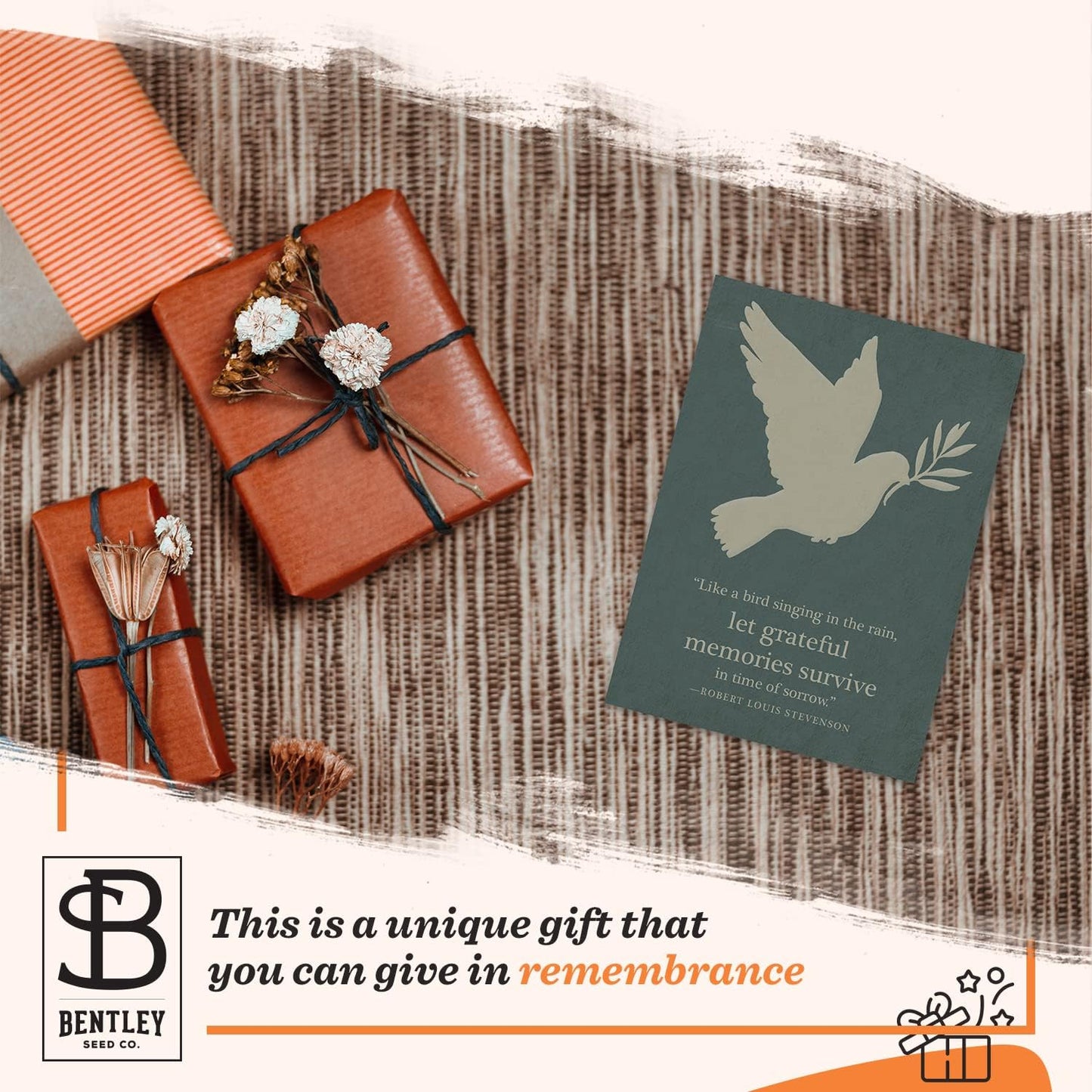 Grateful Memories Dove with Bird and Butterfly Mix Seed Favor Packets - Gardening Gifts - Wild Flower Seeds for Planting - Garden or Indoor Plant Flowers - Growing Plants in Memory