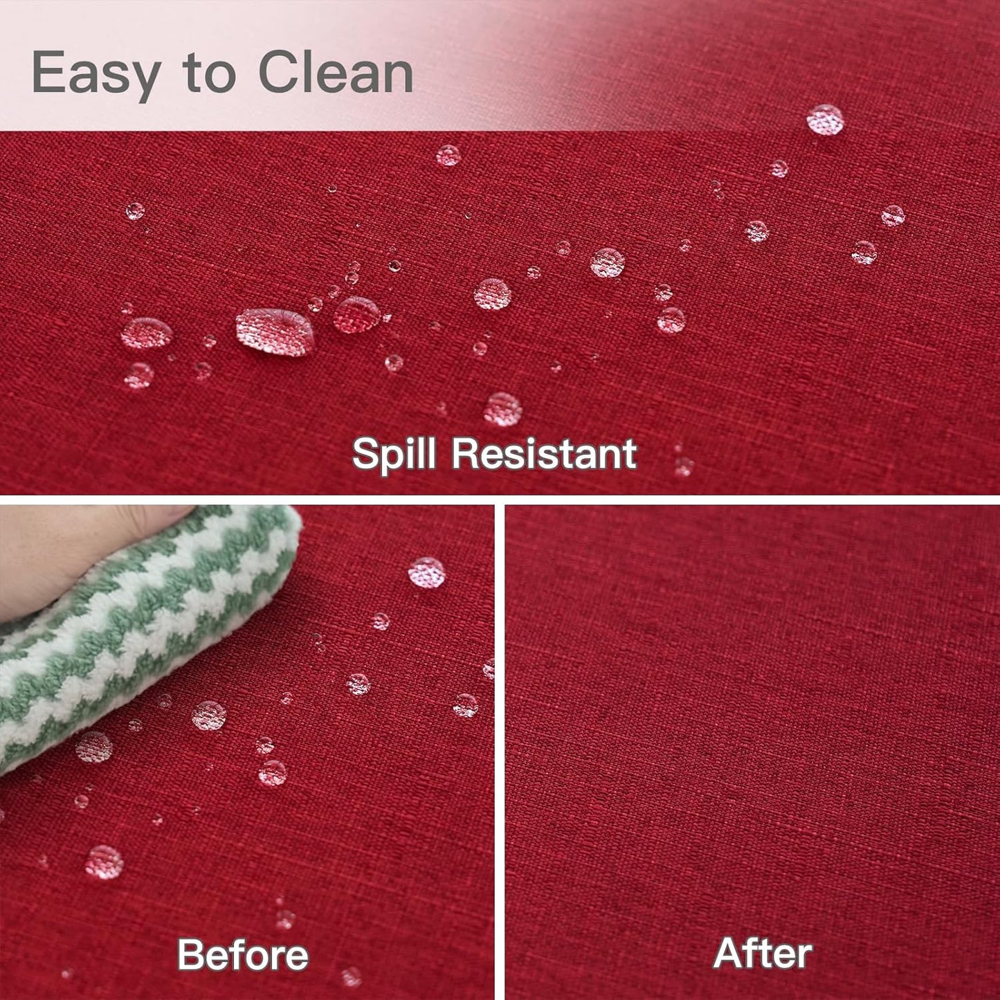 maxmill Linen Textured Rectangular Tablecloth Water Resistant Wrinkle Free Spill-Proof, Soft Table Cloth for Dining Room Christmas Decoration, Banquet Party Holiday Webbing Dinner, 60 x 84 Inch Red