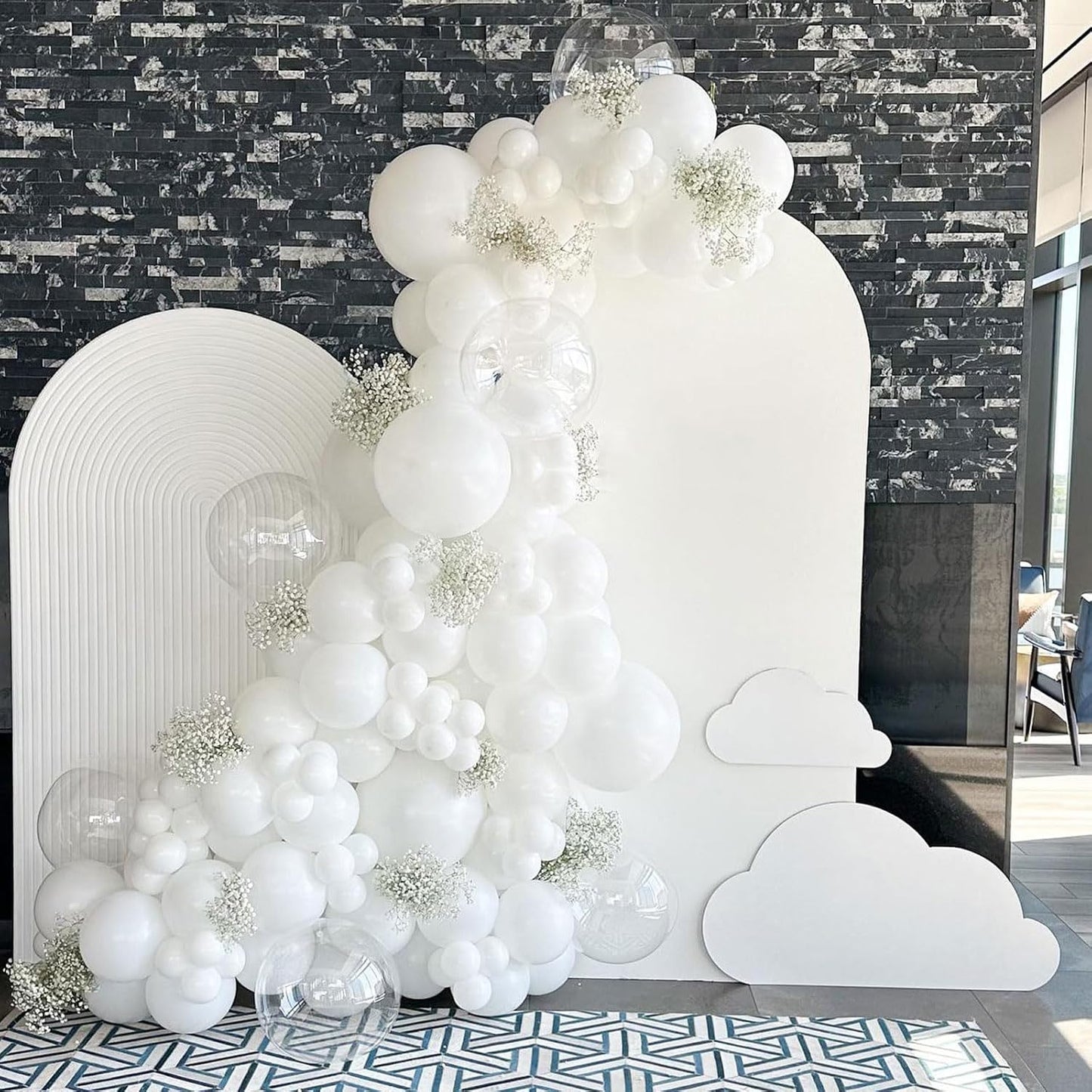 White Balloons, 12 Inch Pearl Pure White Ivory Latex Balloon with Silver Confetti Balloons for Boho Birthday Baby Shower Wedding Bachelorette Retirement Valentine’s Day Party Decorations