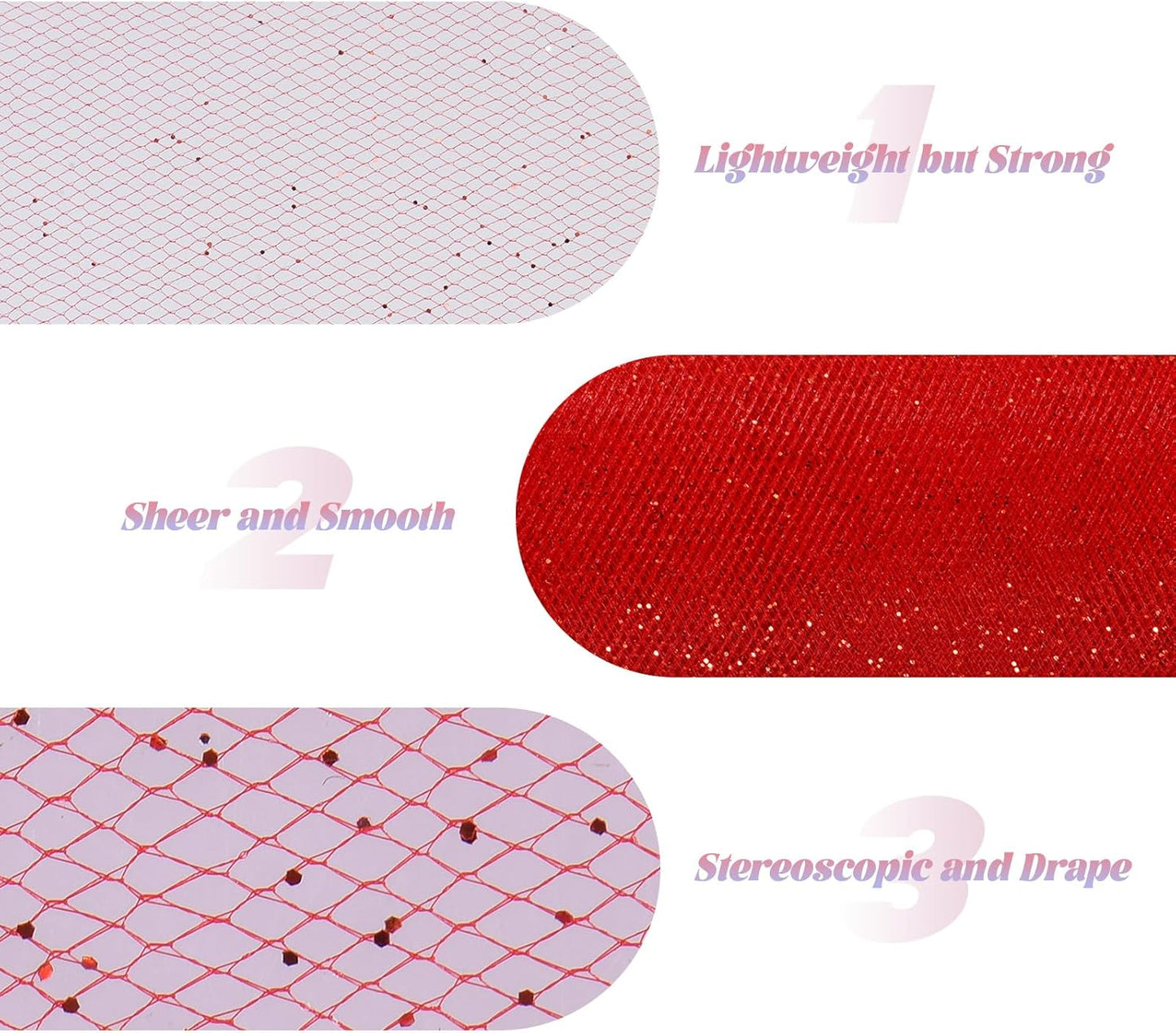 Glitter Tulle Rolls 6” by 50 Yards Sparkle Tulle Fabric Ribbon Sequin Tulle Netting Rolls for DIY Tutu Skirt Wedding Birthday Party Decoration (Red)