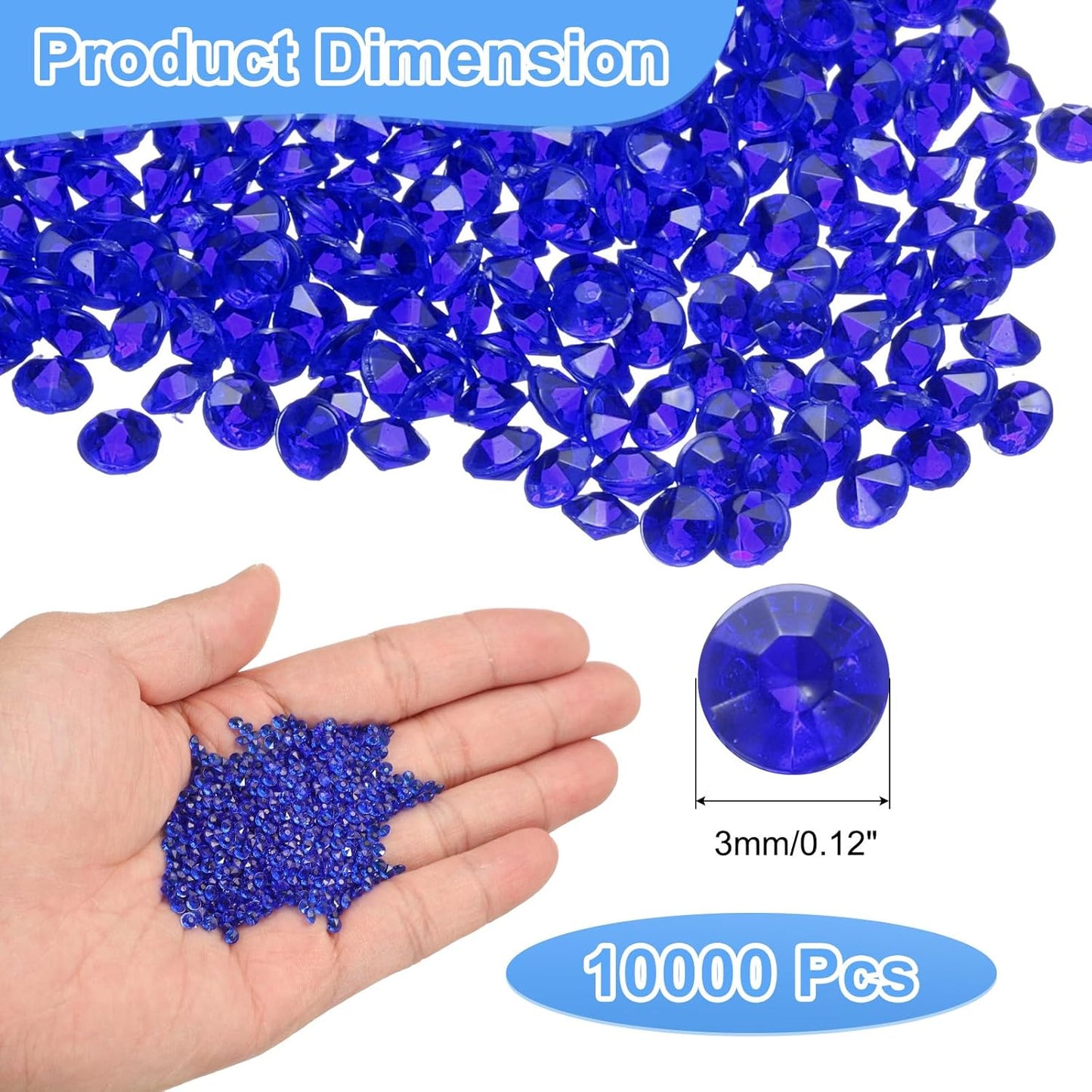 uxcell 10000Pcs Wedding Table Scatter Confetti Fake Crystals Acrylic Diamonds Rhinestones Vase Fillers Gems for Crafts,Table Centerpiece Decor, Bridal Shower Party (Dark Blue, 3mm)