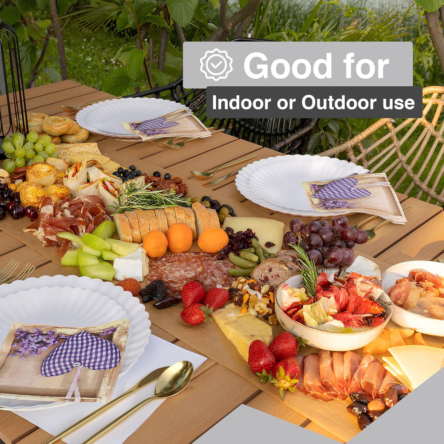 Trendables Scalloped Paper Plates 8.5 Inch & 10.5 Inch 80 Pcs Dinner Plate Set Fancy Disposable Plates for Party for 40 Guests 40 X 8 & 40 X 10 Large & Small Paper Plate Set for Parties Snow