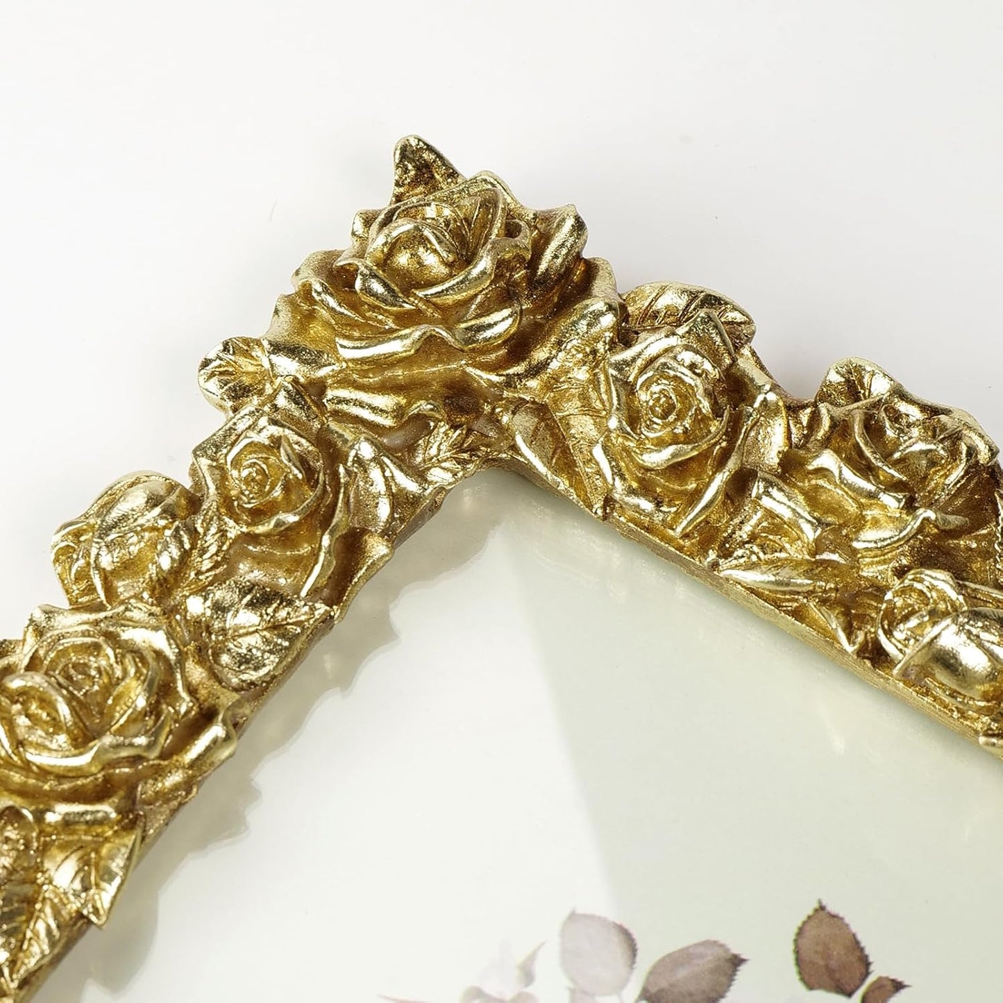 Cuspin Vintage Gold 4x6 Picture Frame, Gold Ornate Rose Flower Resin Photo Frame with Glass Front for Tabletop or Wall Hanging, Antique Picture Frames for Home Office Decor