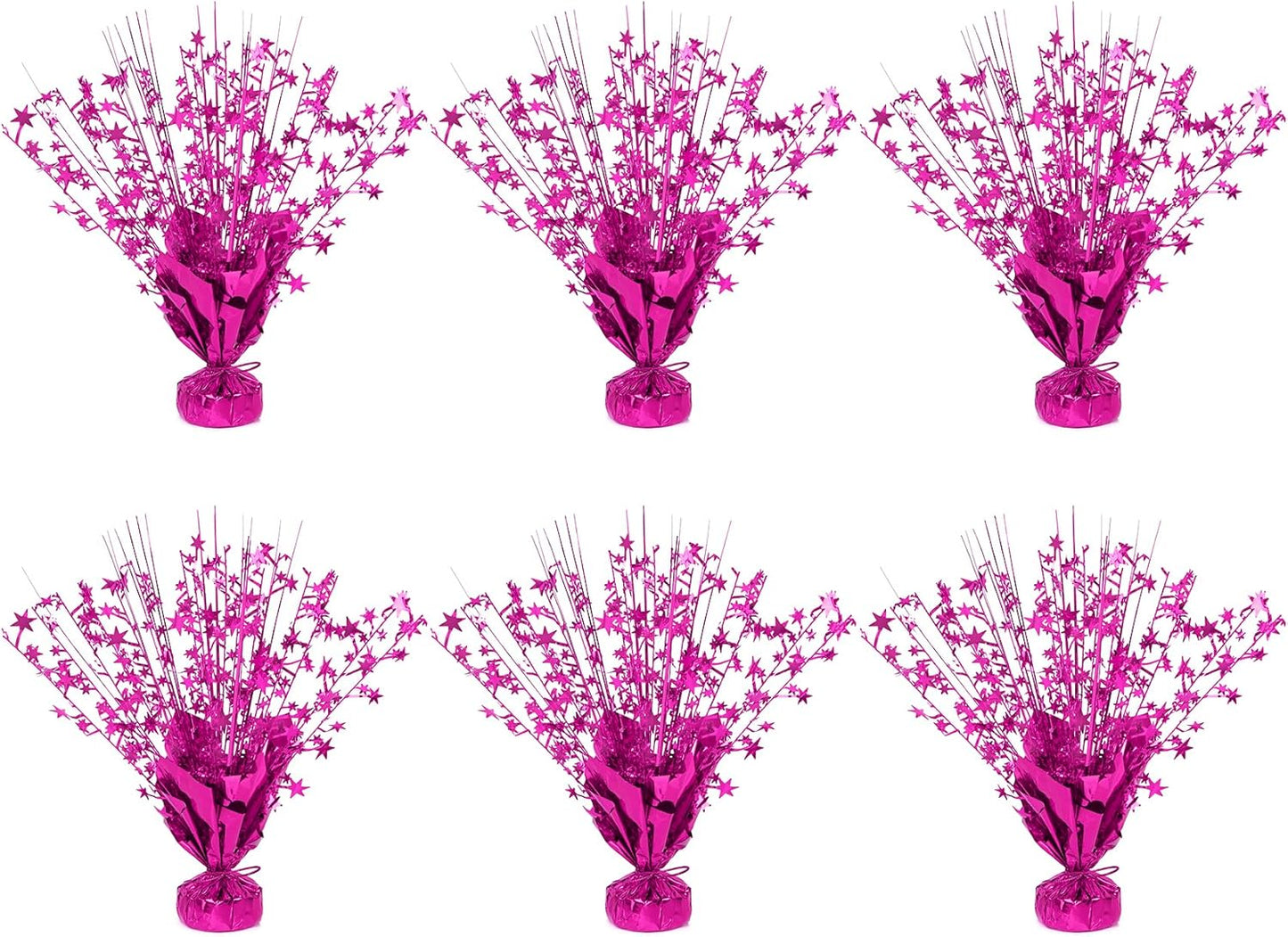 6 Pack Star Table Centerpieces for Party, Birthday Table Decorations for Kids Adults, Party Centerpieces for Tables for Wedding Baby Shower Graduation Holiday Event (Hot Pink)