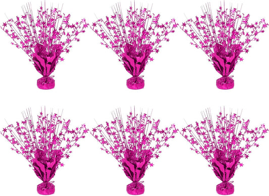 6 Pack Star Table Centerpieces for Party, Birthday Table Decorations for Kids Adults, Party Centerpieces for Tables for Wedding Baby Shower Graduation Holiday Event (Hot Pink)