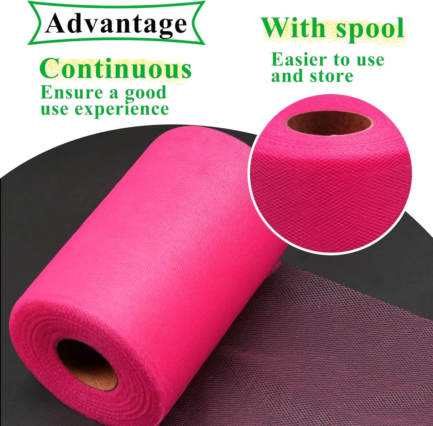 Fuchsia Tulle Fabric Rolls 6 Inch by 100 Yards (300 feet) Fabric Spool Tulle Ribbon for DIY Tutu Baby Shower Birthday Party Wedding Halloween Decorations Christmas Craft Supplies