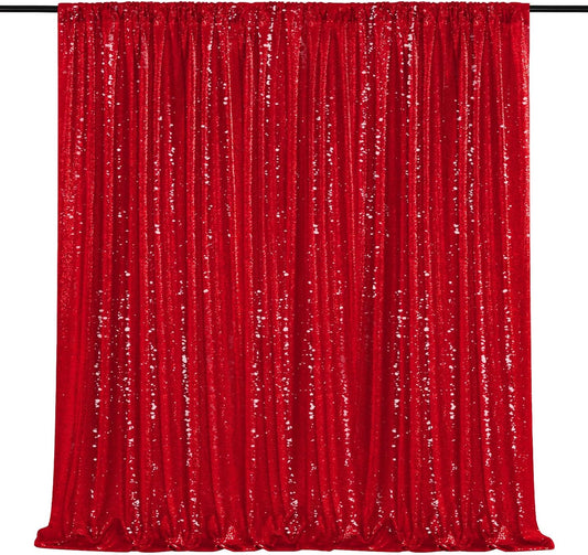 8ft x 8ft Red Sequin Backdrop Party Backdrop Curtain for Wedding Birthday Event Ceremony Wall Decorations