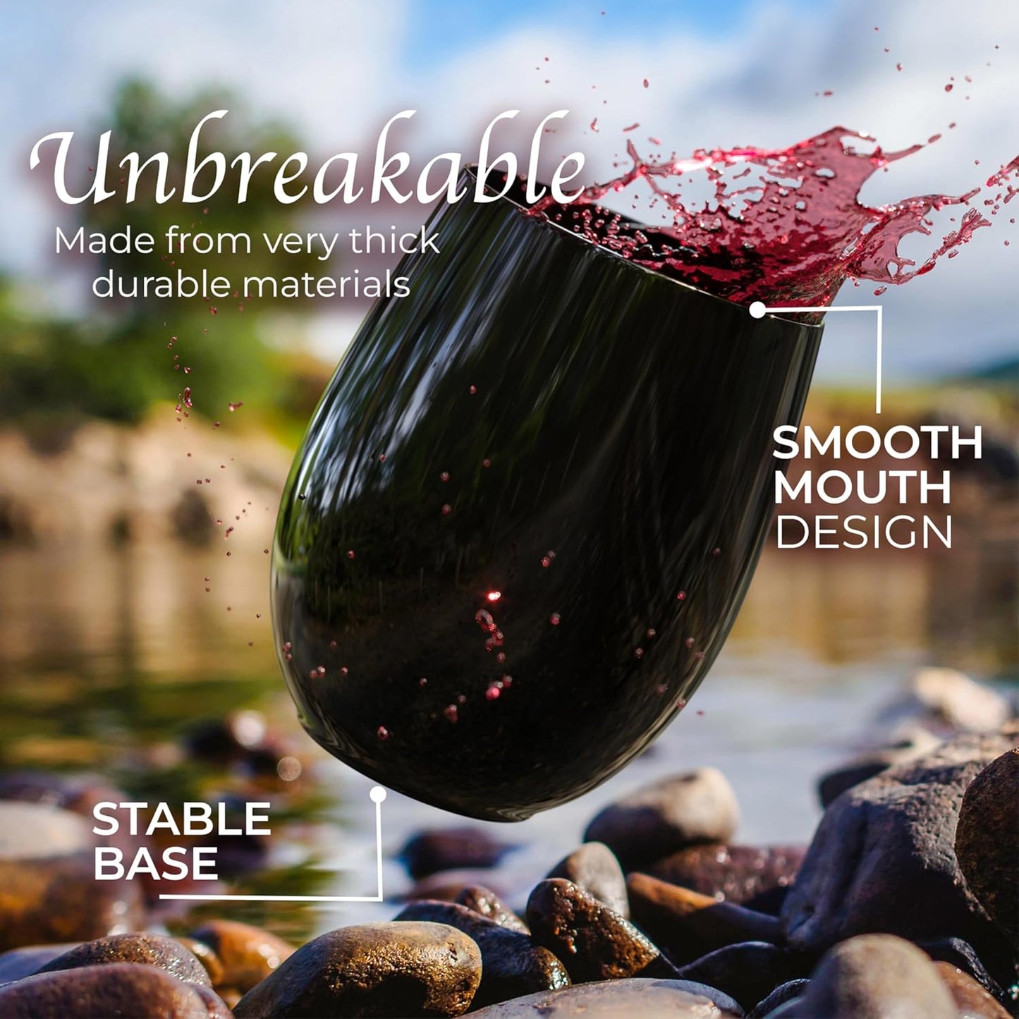 Exquisite 24 Pcs Unbreakable Stemless Plastic Wine Glasses Disposable Wine Glasses Stemless 12 Oz Black Plastic Cocktail Cups Black Party Cups Disposable Cocktail Glass Weddings & Events