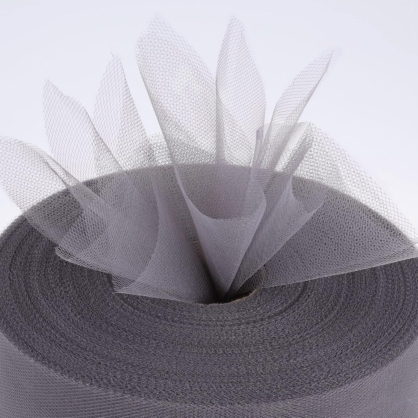 Tulle Fabric Roll, 6” by 200 Yards (600FT) Tulle Organza Fabric Spool for DIY Tutu Skirt Baby Shower Decor Wedding Backdrop Crafts Birthday Party Supplies (Grey)