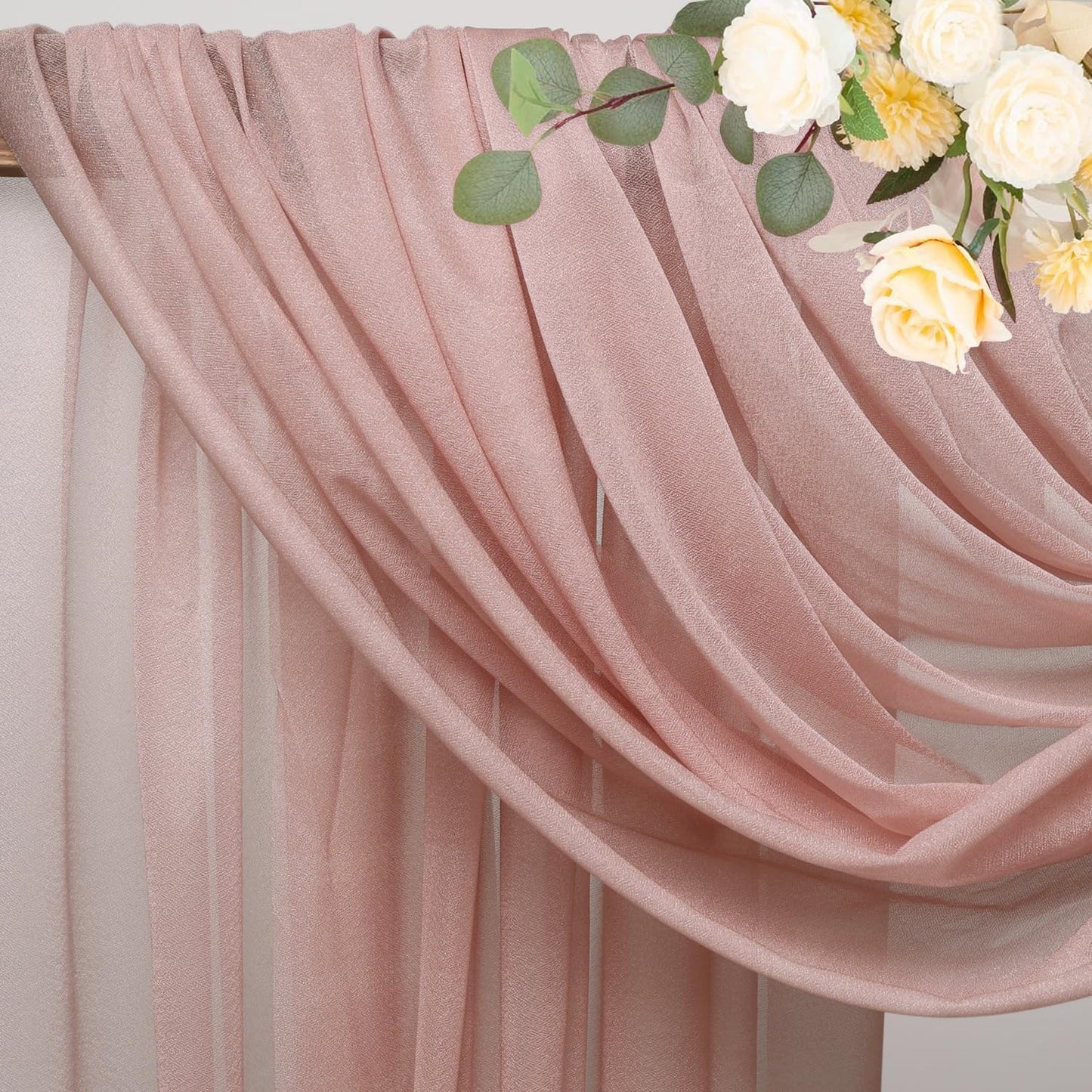 Wokceer Wedding Arch Draping Fabric 6 Panels 28.7" x 20FT Dusty Rose Drapes Sheer Fabric Backdrop Arch Draping Fabric for Wedding Ceremony Birthday Party Bridal Shower Decoration