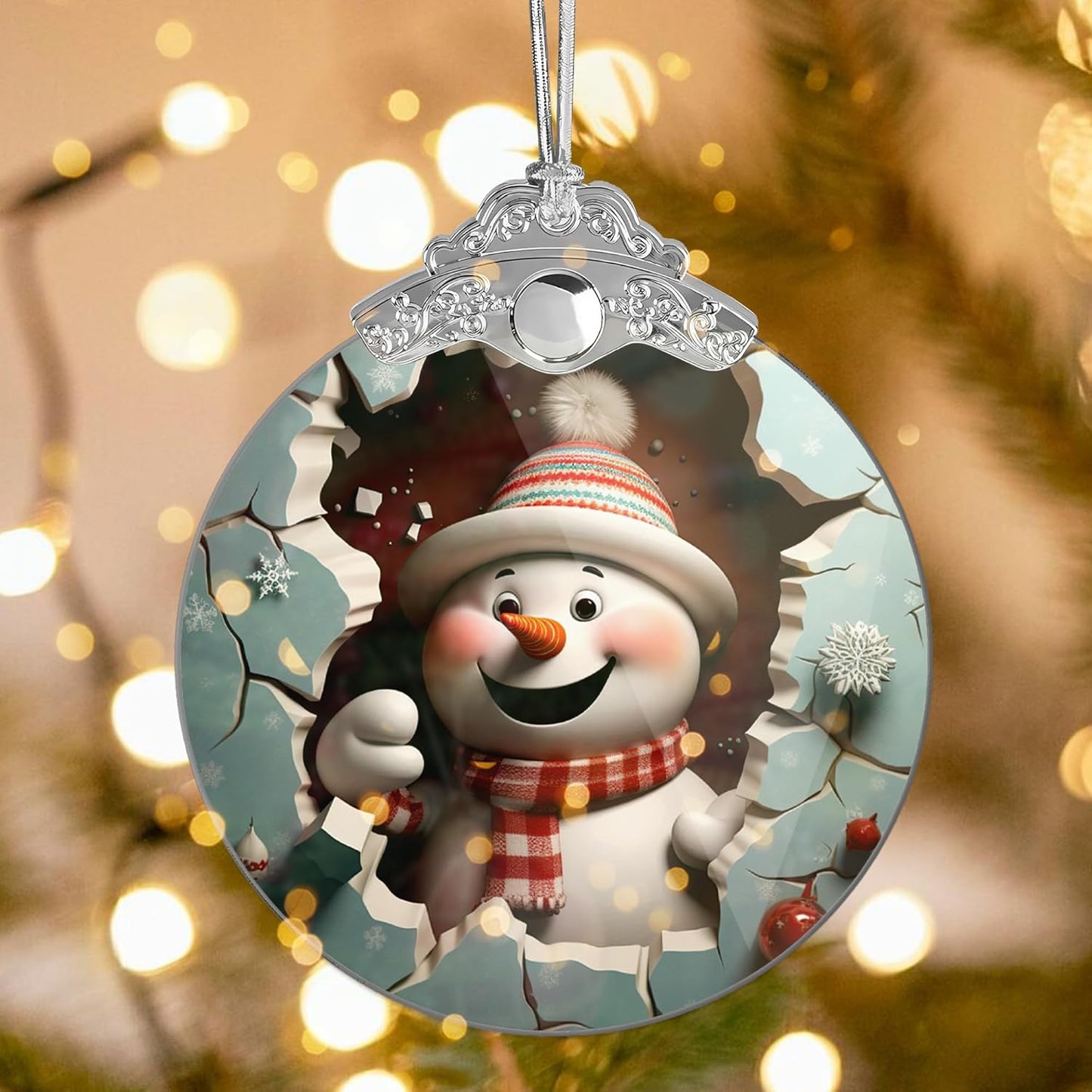 Christmas Ornaments 2025, Cute Snowman, Unique Christmas Ornaments Snowman 4 Inch Acrylic Ornament Art, White Elephant Gifts for Adults, Gifts for Womens, 2025 Christmas Ornament