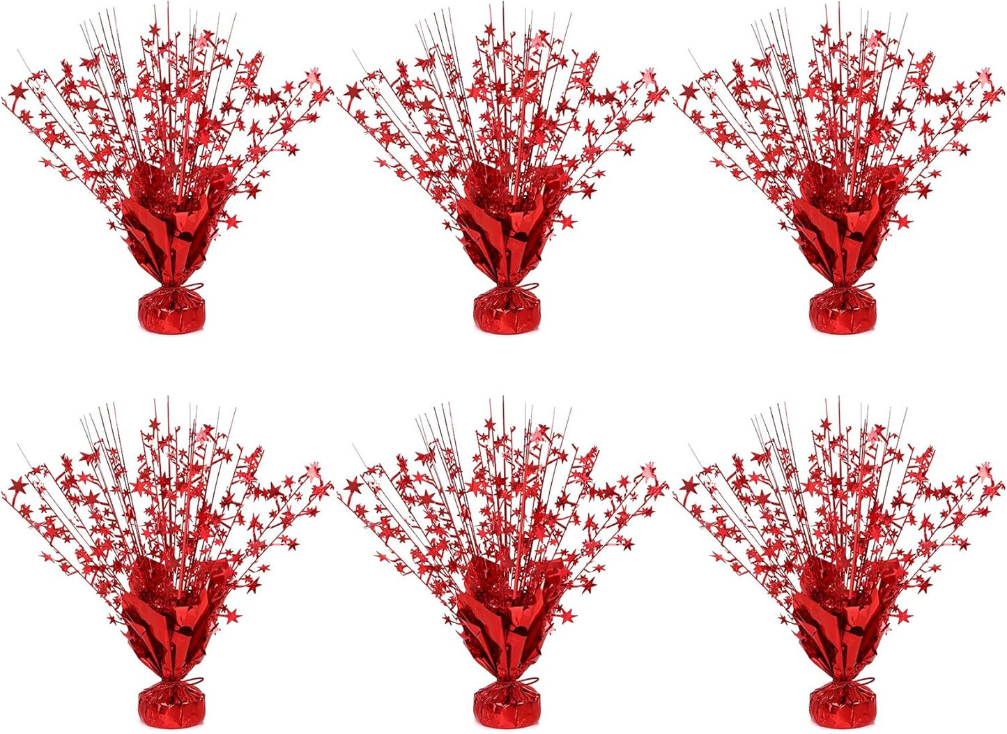 6 Pack Star Table Centerpieces for Party, Birthday Table Decorations for Kids Adults, Party Centerpieces for Tables for Wedding Baby Shower Graduation Holiday Event (Red)