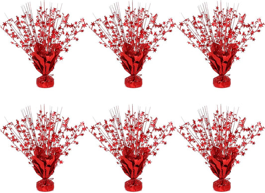 6 Pack Star Table Centerpieces for Party, Birthday Table Decorations for Kids Adults, Party Centerpieces for Tables for Wedding Baby Shower Graduation Holiday Event (Red)