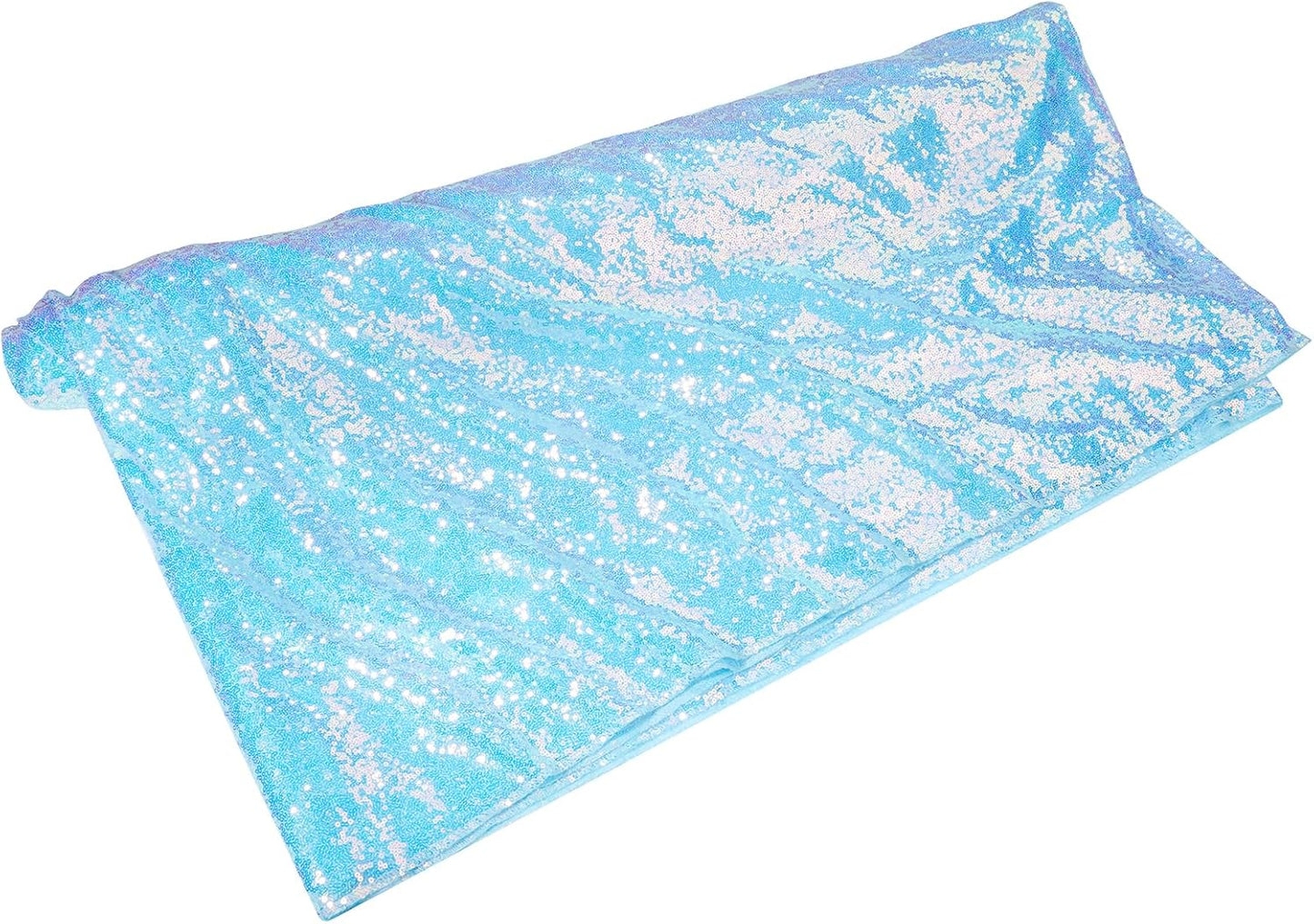 QueenDream Mermaid Blue Tablecloth 90x156 Inches Rectangle Tablecloths Sequin Iridescent Disco Party Decorations