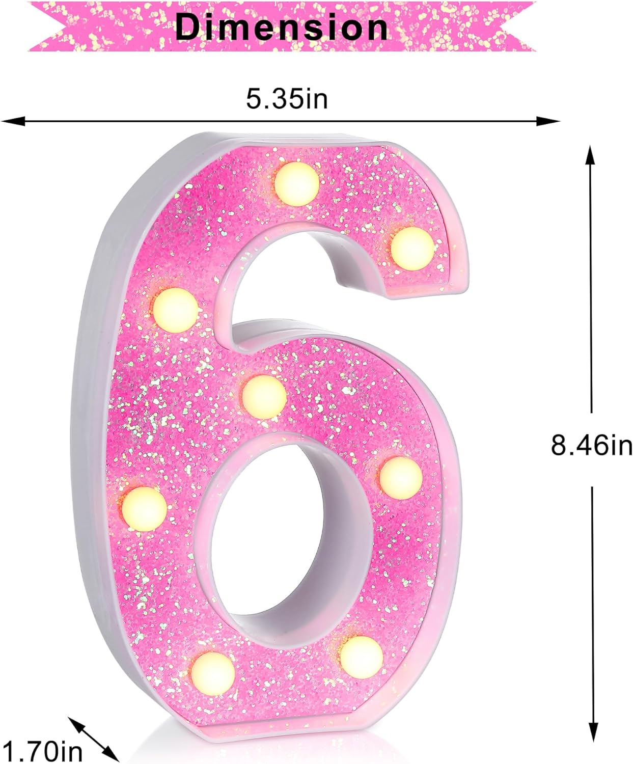 Foaky Pink Light up Letters，Pink Party Decorations,Girls Room Decor,Glitter Marquee Numbers,Alphabet Letter Sign for Night Light Birthday Party Girls Gifts, Home Bar Decoration (6)