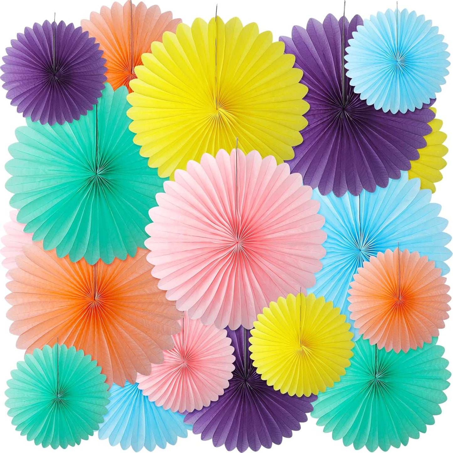 MotiMind 24 Pcs Pastel Paper Fans Pink Peach Party Decorations Classroom Decor Wall Background Ceiling Hanging Decoration for Birthday Wedding Baby Bridal Shower Engagement Party Decor