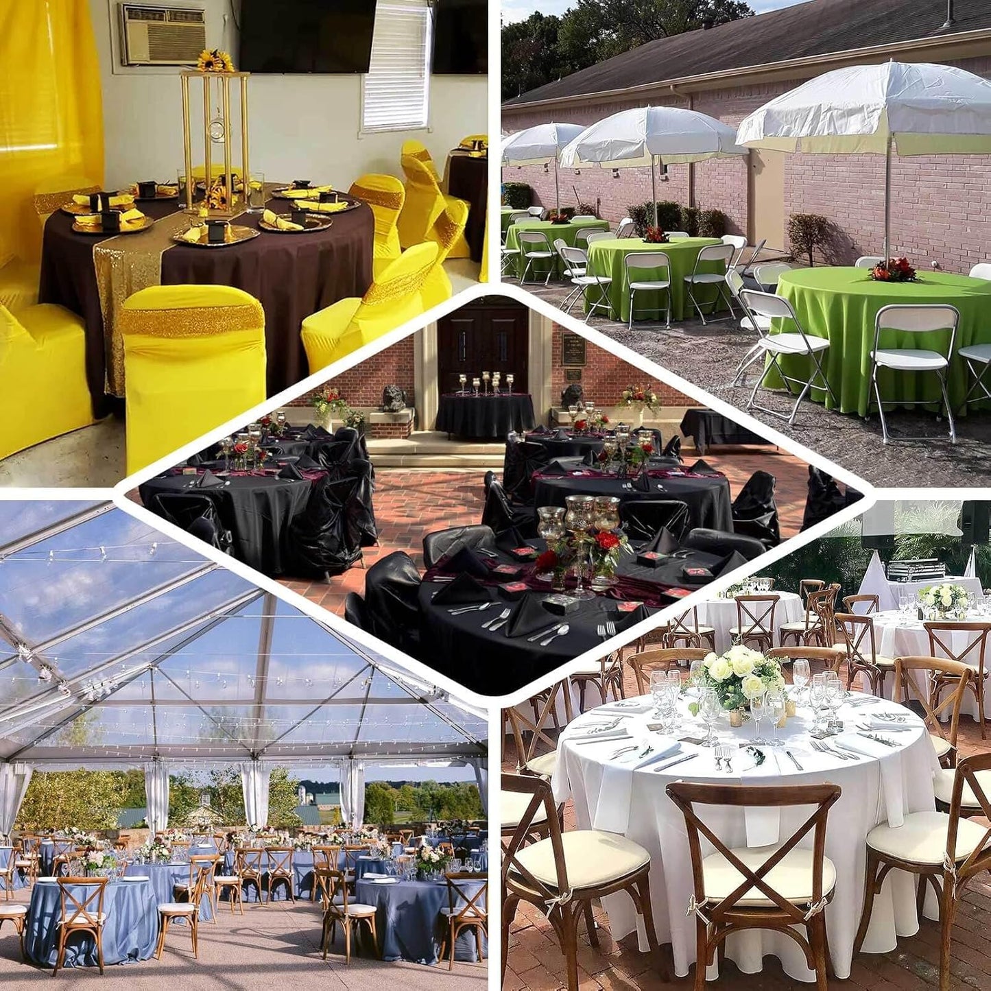 Efavormart Round Tablecloth, 120 Inch Stain & Wrinkle Resistant Washable Table Cloth, Decorative Polyester Fabric Table Cover for Banquet, Wedding, Dining - Taupe