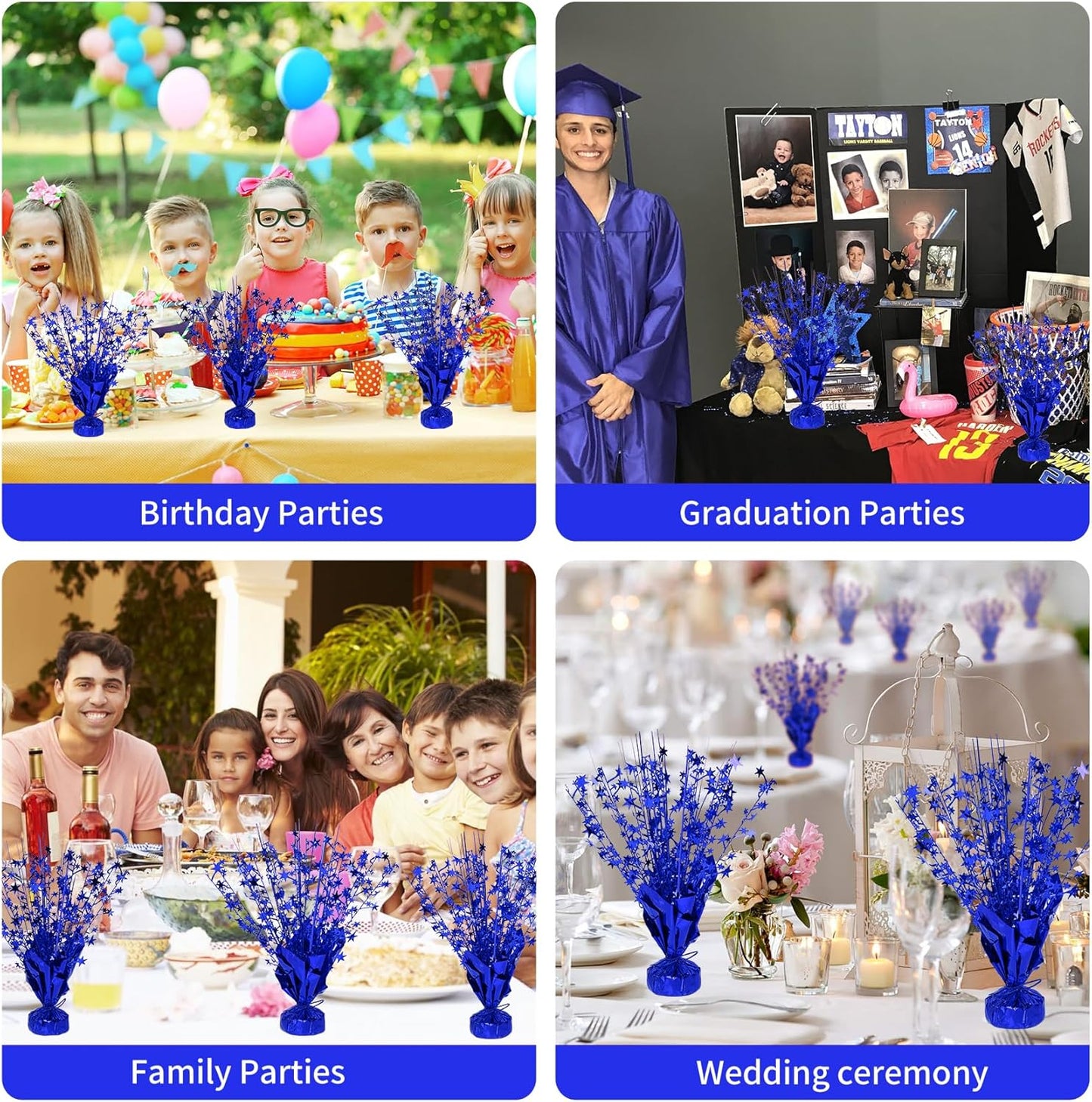 6 Pack Star Table Centerpieces for Party, Birthday Table Decorations for Kids Adults, Party Centerpieces for Tables for Wedding Baby Shower Graduation Holiday Event (Blue)