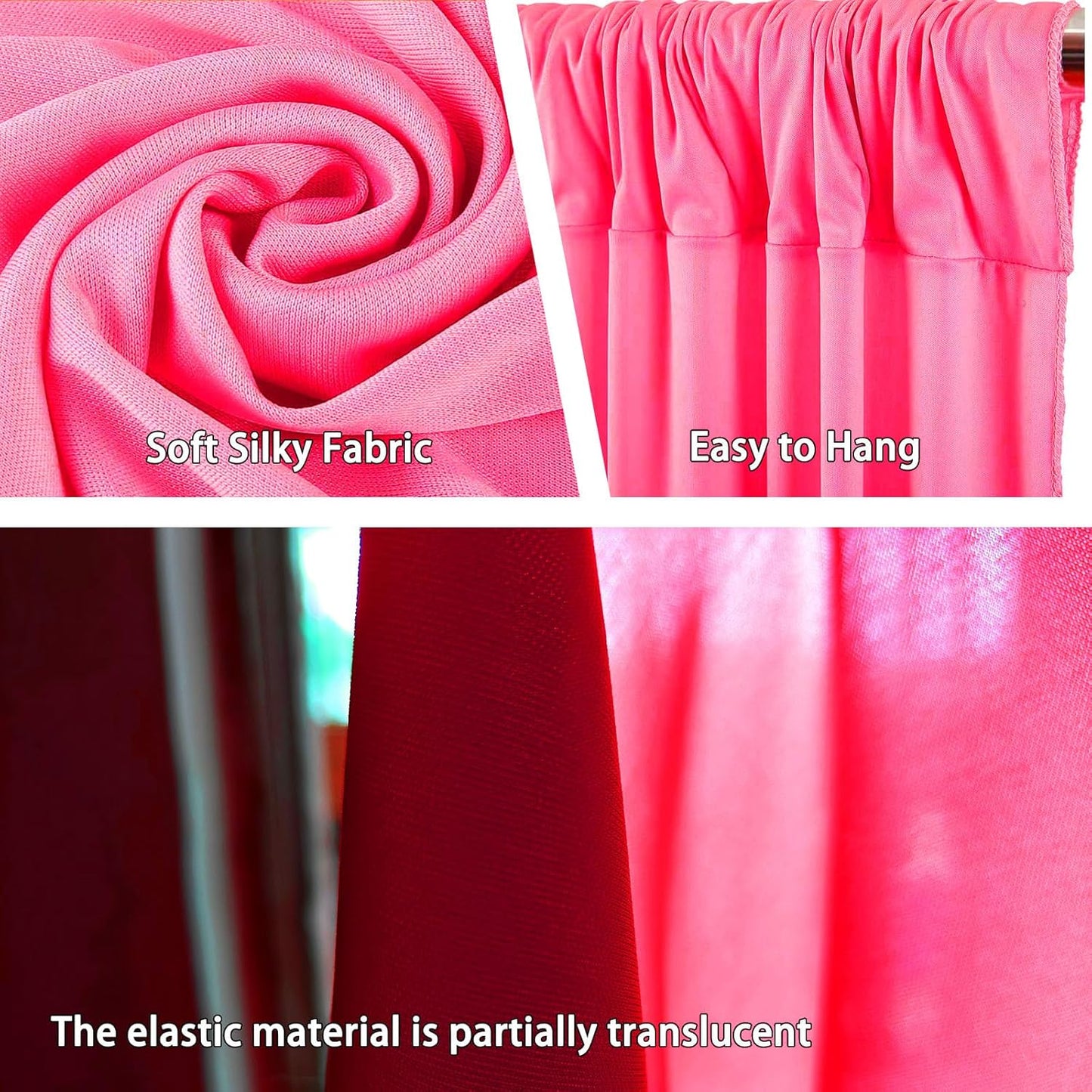 10 x 7 Feet Fluorescent Pink Backdrop Curtain for Partie, Background Curtains for Photoshoot, Birthday, Wedding, Halloween, Thanksgiving, Christmas Day, New Year Party Decorations 5Ft x 7Ft, 2 Panels