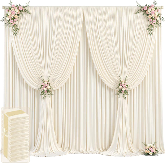 50ft x 12ft Champagne Backdrop Curtains Wrinkle Free Backdrop Curtain for Wedding Parties Fabric Backdrops Drapes Back Drop Cloth Bridal Shower Stage Curtains Wedding Decorations for Reception