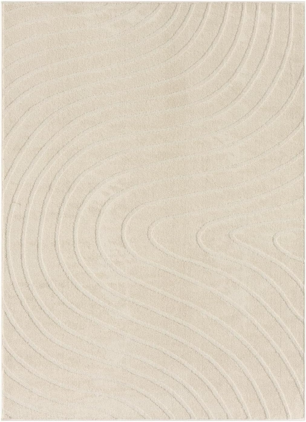 LUXE WEAVERS Modern Geometric Wave Cream 8x10 Area Rug