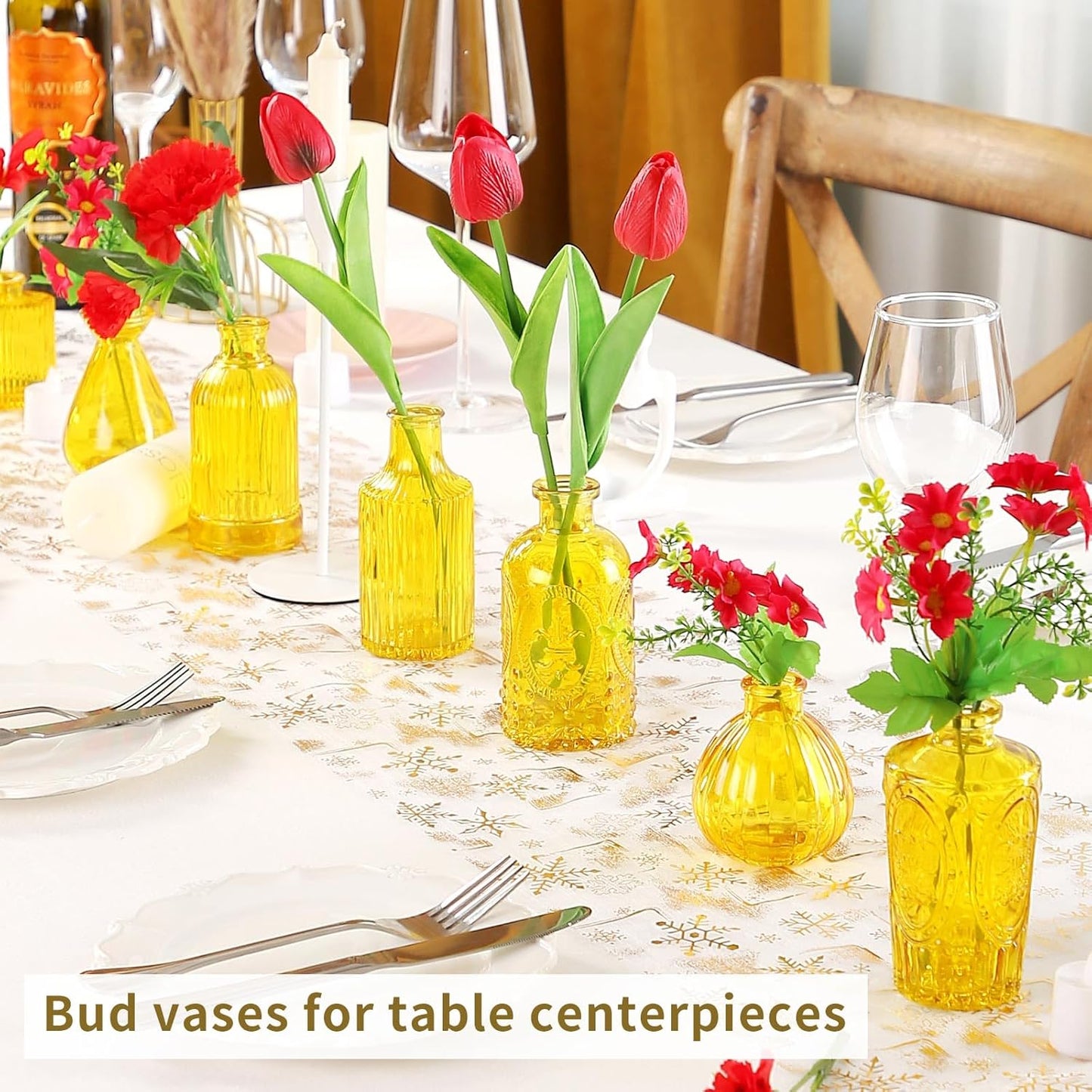 Mini Glass Bud Vases for Wedding & Bridal Shower Centerpieces,Versatile Glass Vases for Home Decor,Party & Anniversary Decorations,Candle Holders,Hydroponics, Aromatherapy Bottles(Pack of 30,Yellow)
