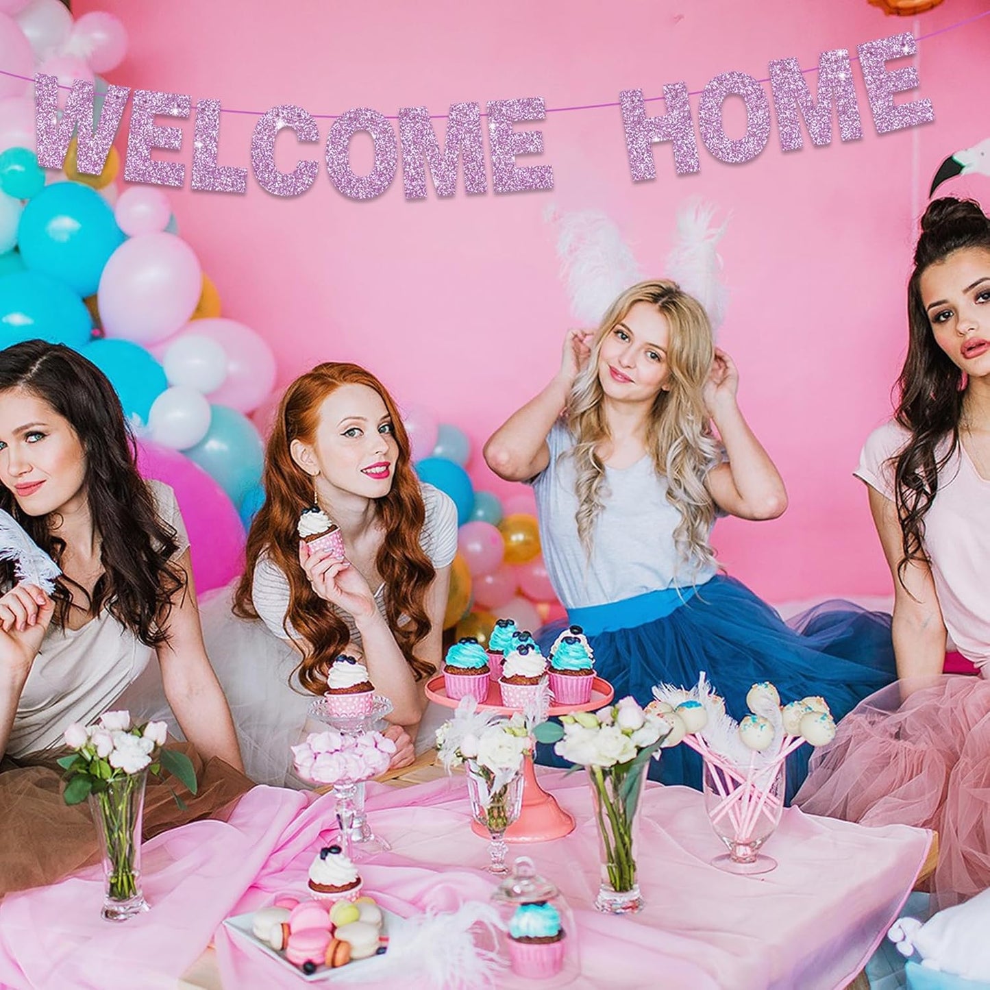 BEISHIDA 116 PCS A-Z Glitter Light Purple DIY Letter Banner Kit Make Your Own Banner，Including 111 Letters and Numbers 3 Rope and 7 Threading Device,Customized for Birthday Graduation Wedding Party Decor