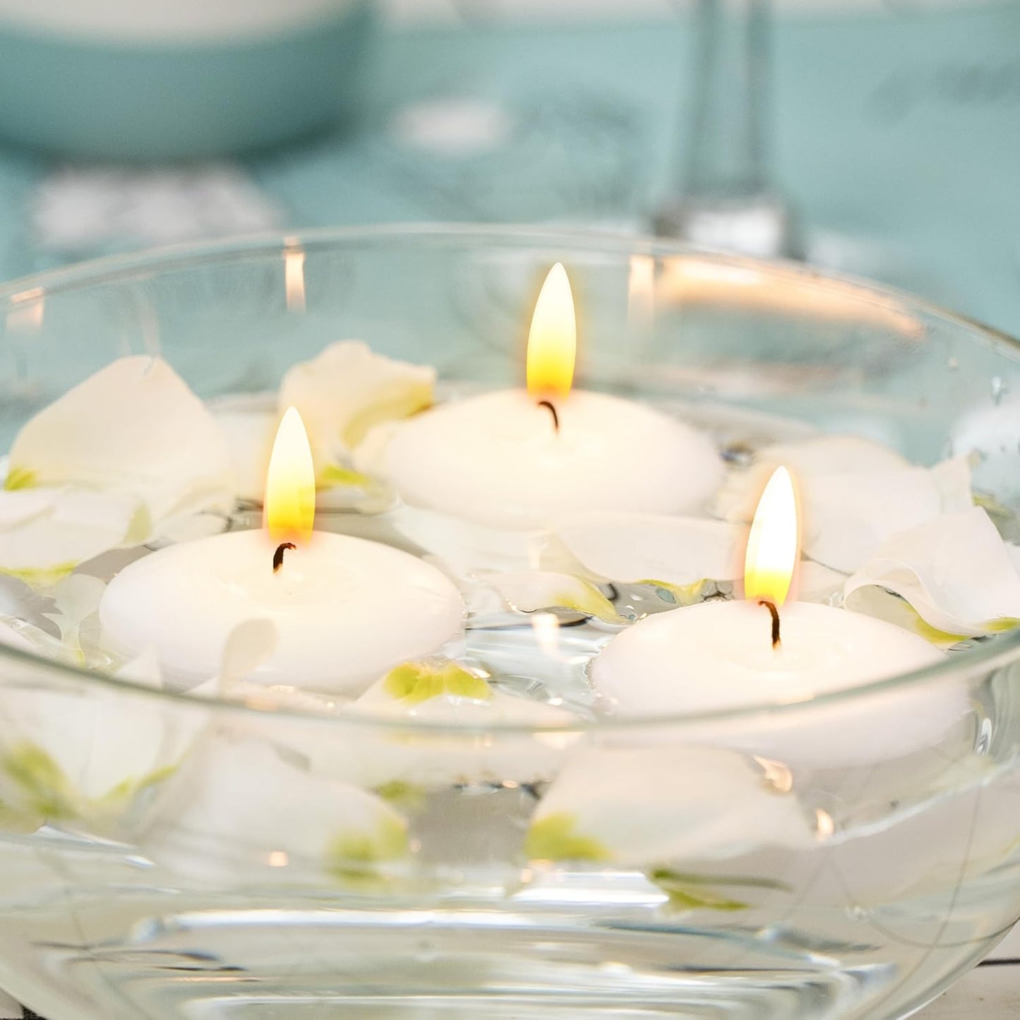 Aignis 24pcs Floating Discs Wax Candles, Burning Time 4+ Hours, 2 Inch Unscented Dripless, White Set for Wedding/Birthday/Celebration/Party/Holiday/Home Décor