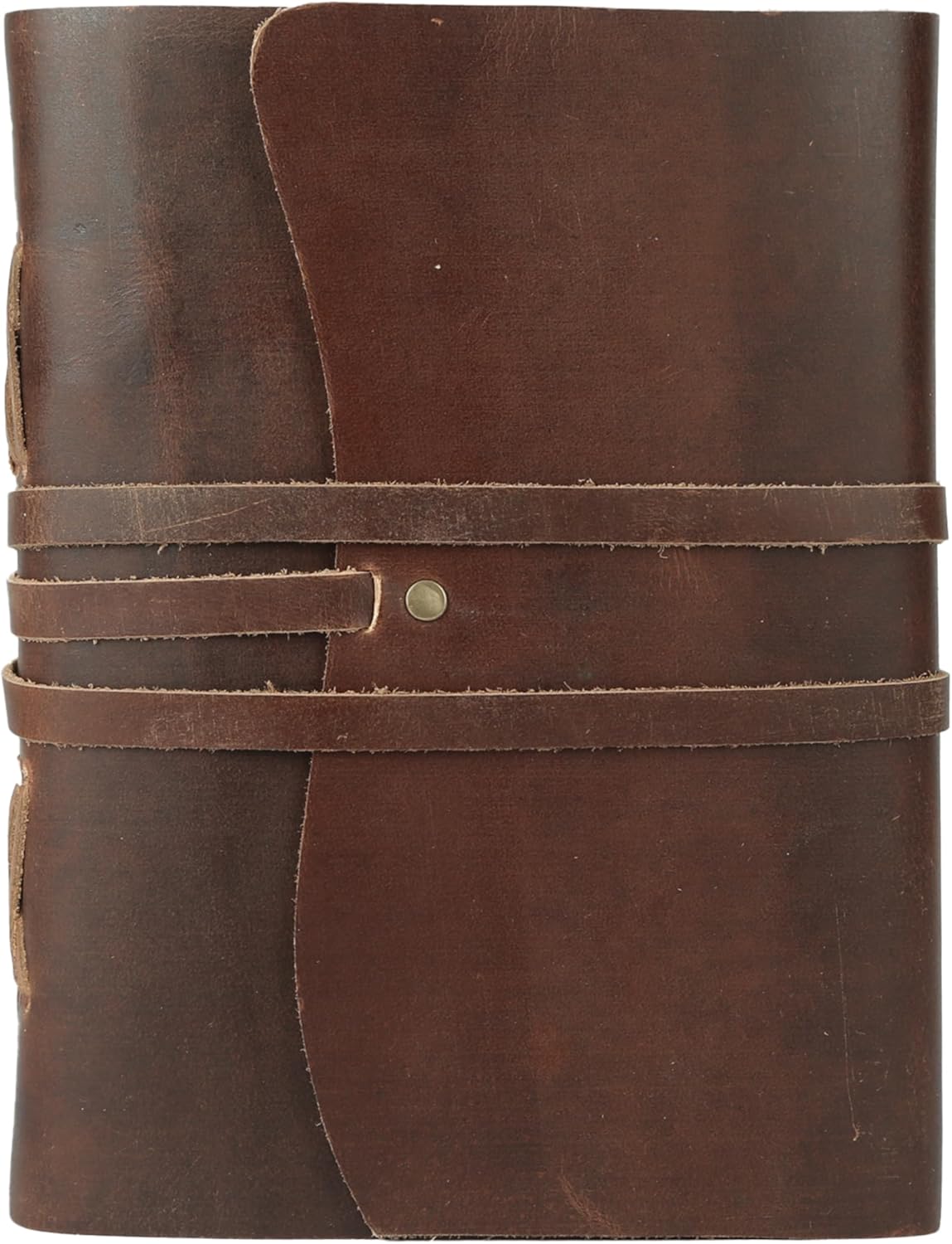 Dark Tan Leather Journal 7x5 | Handmade Vintage Notebook with Unlined Pages | Rustic Cotton Paper | Antique-Style Travel Diary & Sketchbook for Men & Women