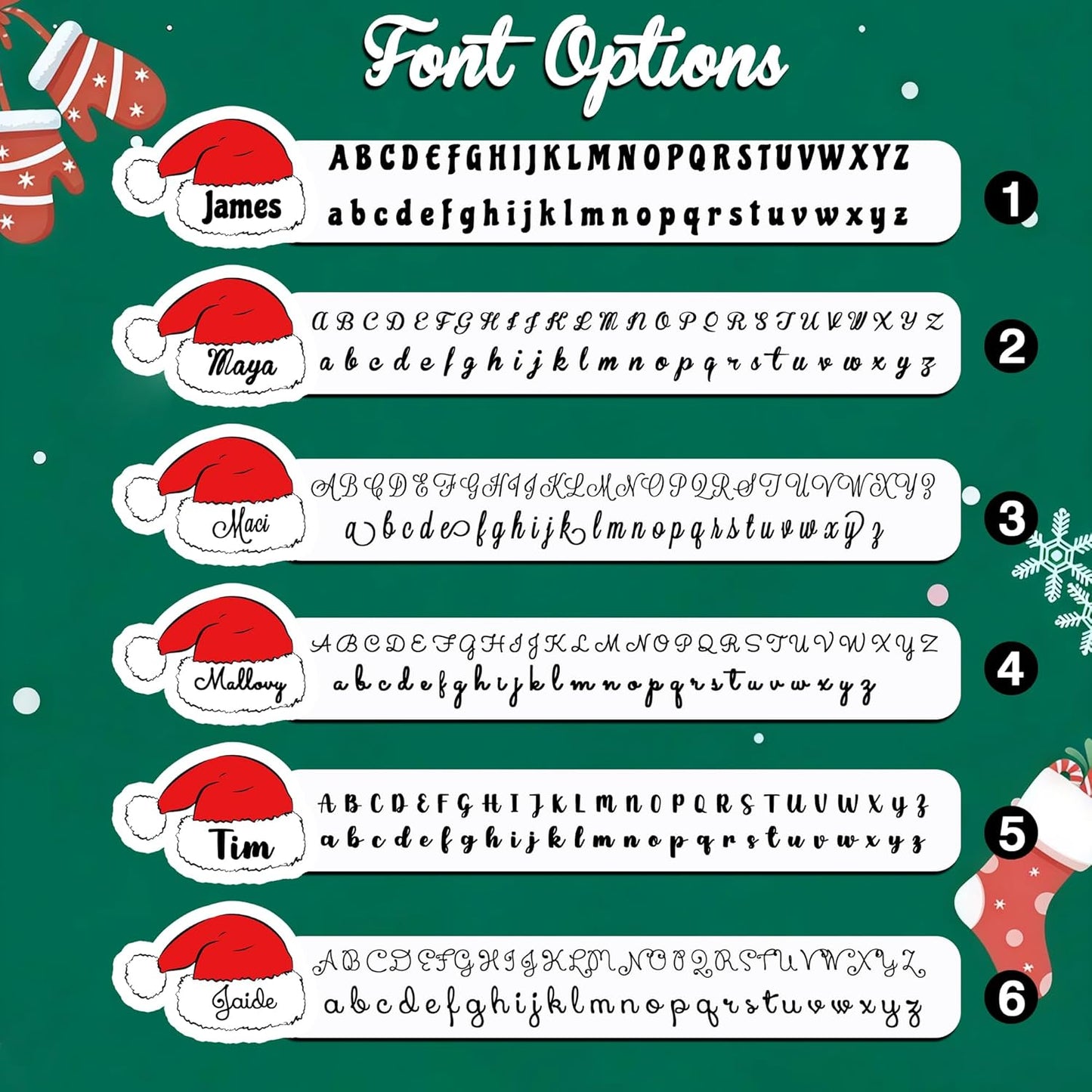 CALLIE Personalized Christmas Stickers with Custom Name, Waterproof Custom Christmas Name Tags Stickers, Peel and Stick Christmas Gift Tags (Santa Hat)