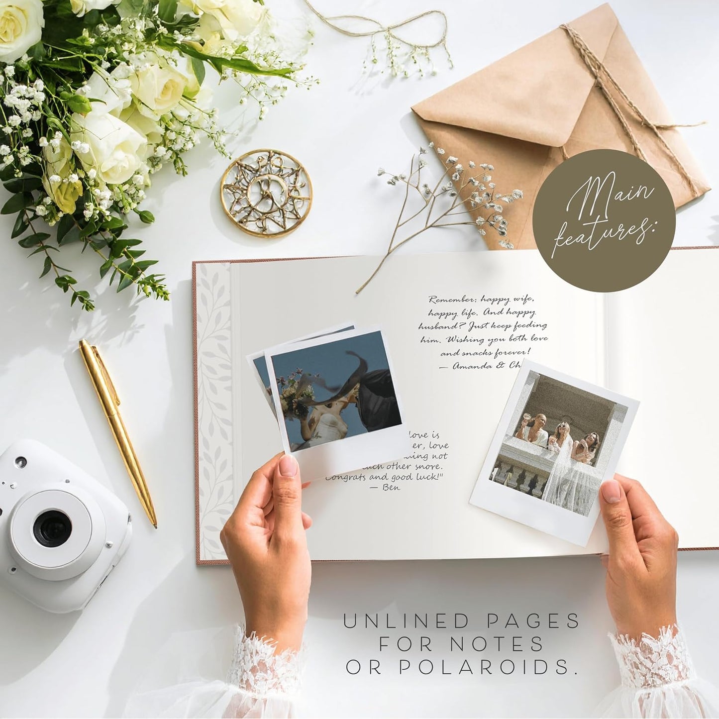 ARTESORI Custom 2025 Wedding Guest Book for Reception — Gold-Foiled Guestbook to Sign in, Elegant Baby Shower Guest Book for Party & Birthday — Photo & Polaroid Guest Book for Wedding & Bridal Shower