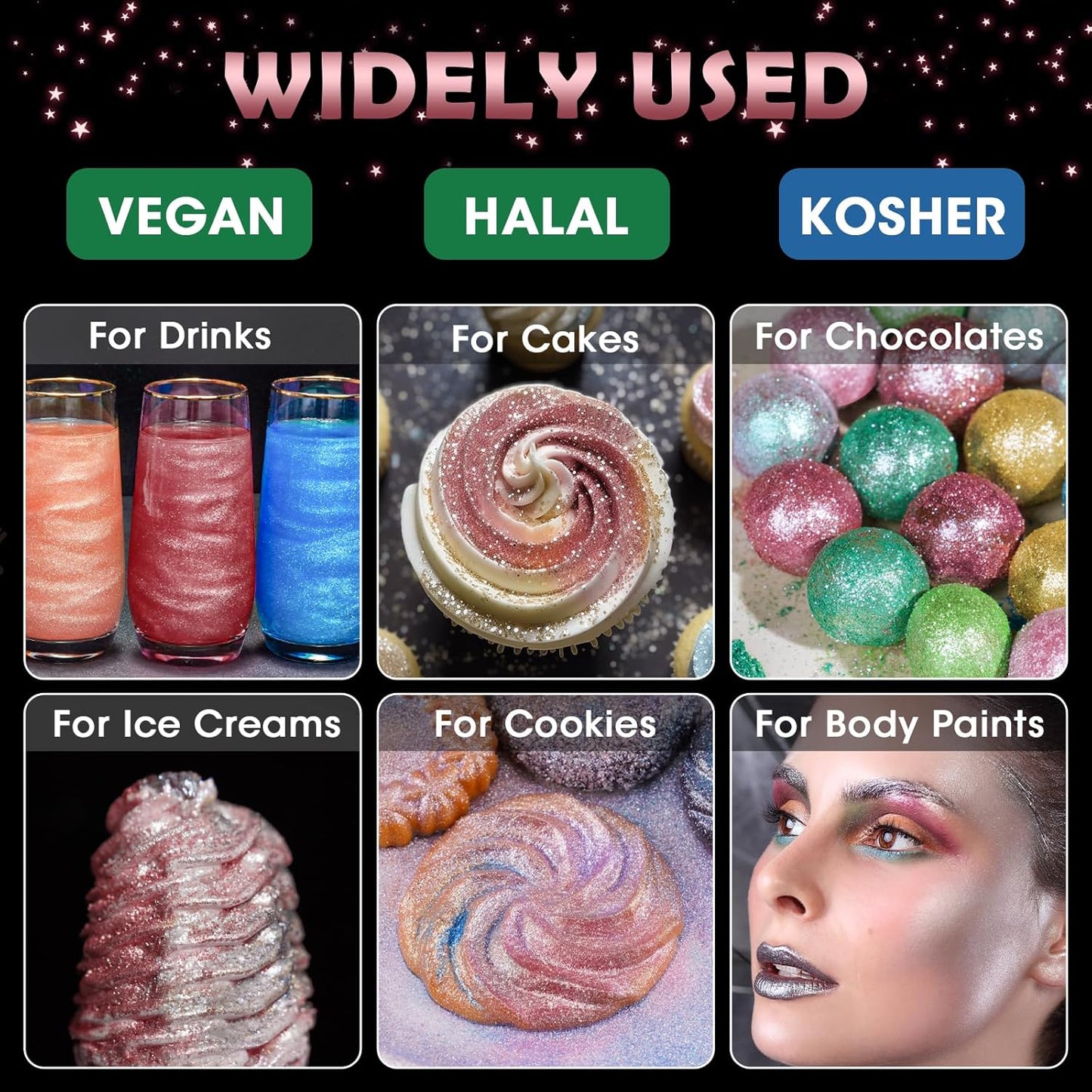 NiHome Edible Food-Grade Glimmer Powder Glitter Luster Dust Metallic Food Decorating Sprinkle Glimmery Dust for Drink Wine Beverage Cake Candy Dessert Bakery Restaurant Vegan (0.18oz/5g, Dark Red)