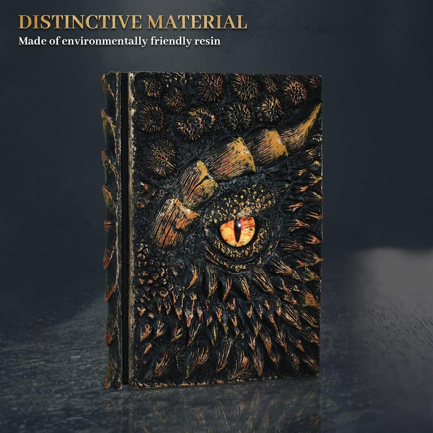 molshine A5 (7.3" x 5.1") 3D Dragon Embossed Journal,Resin Engraving Notebook,Retro Diary,100 Sheets Blank Paper,Hardcover Travel Notepad for Writing,Sketchbook,Collection,Gift,Decoration (Gold)