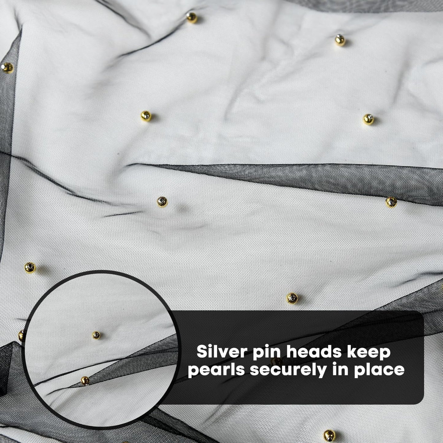 Artoid Mode 6PCS Pearl Black Gauze Table Runner 120 Inch 10FT, Seasonal Sheer Dining Holiday Wedding Birthday Baby Shower Table Decor for Home Party