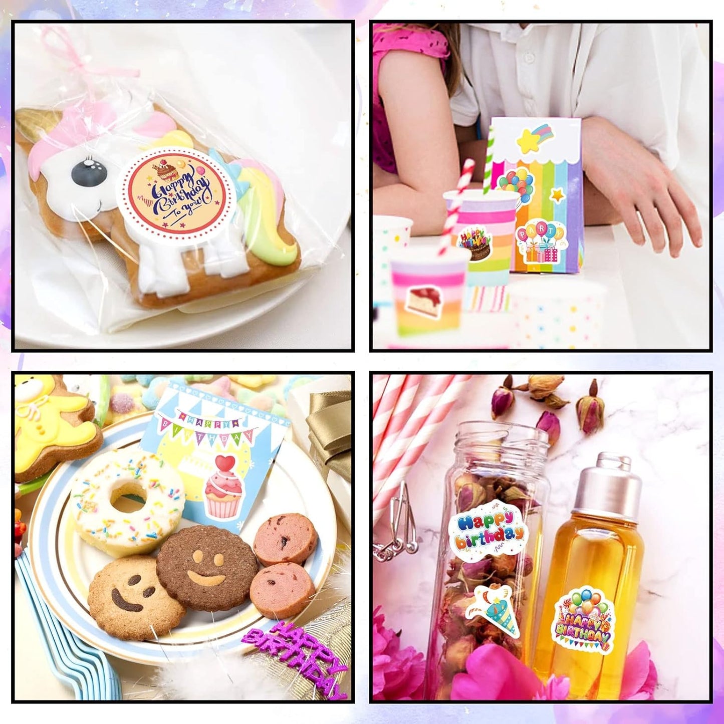 Happy Birthday Stickers for Kids Adults 660 Counts Large Happy Birthday Adhesive Stickers Party Gifts Bags Box Celebration Envelope Sealing, Gift Wrap Decorations 20 Sheet