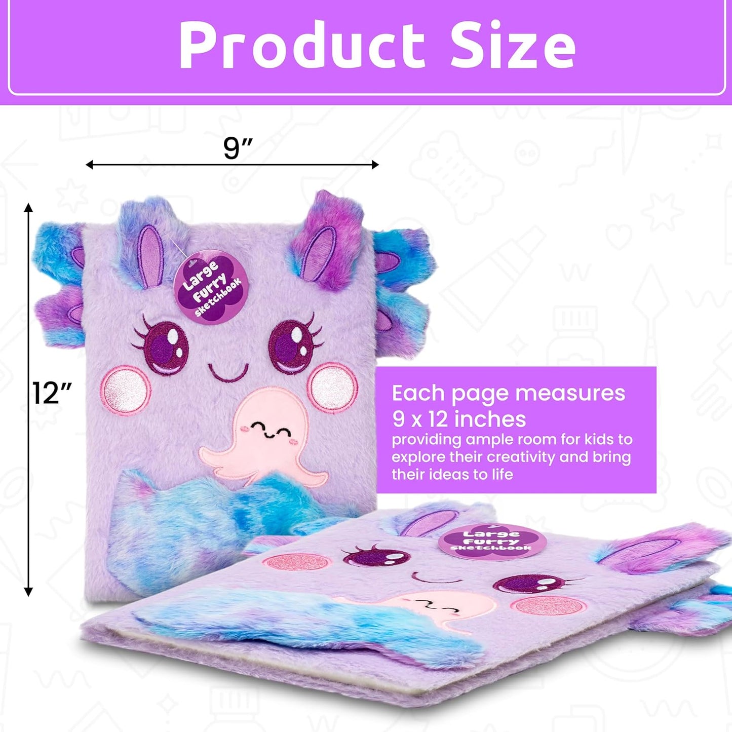 VOTUM Fuzzy Sketch Book: Personalized Artist Sketchbook: Sketching, Drawing and Creative Doodling. Notebook and Sketchbook to Draw and Journal (Axolotl)