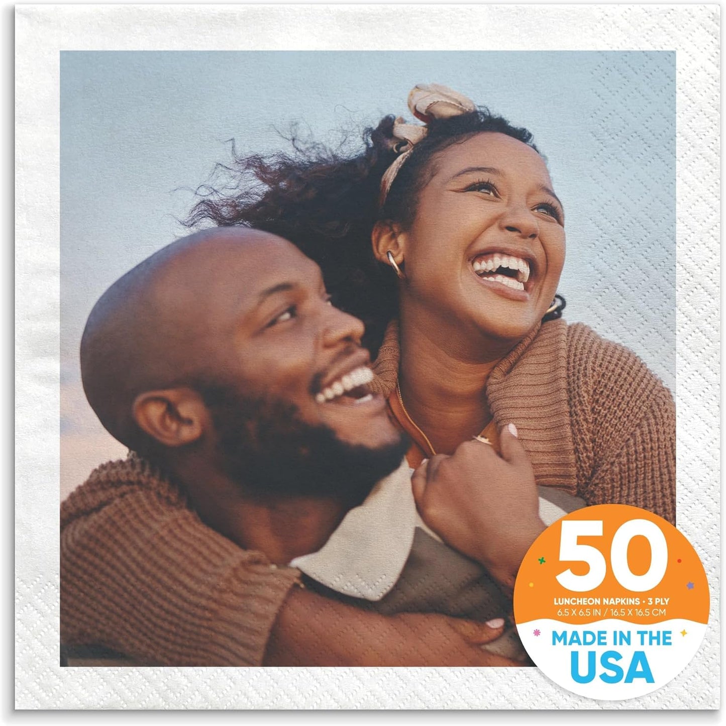 Big Dot of Happiness Custom Photo Party Napkins, Personalized Engagement, Wedding, Graduation, Birthday Decor, White 3-Ply Paper Luncheon Napkins - 50 Count