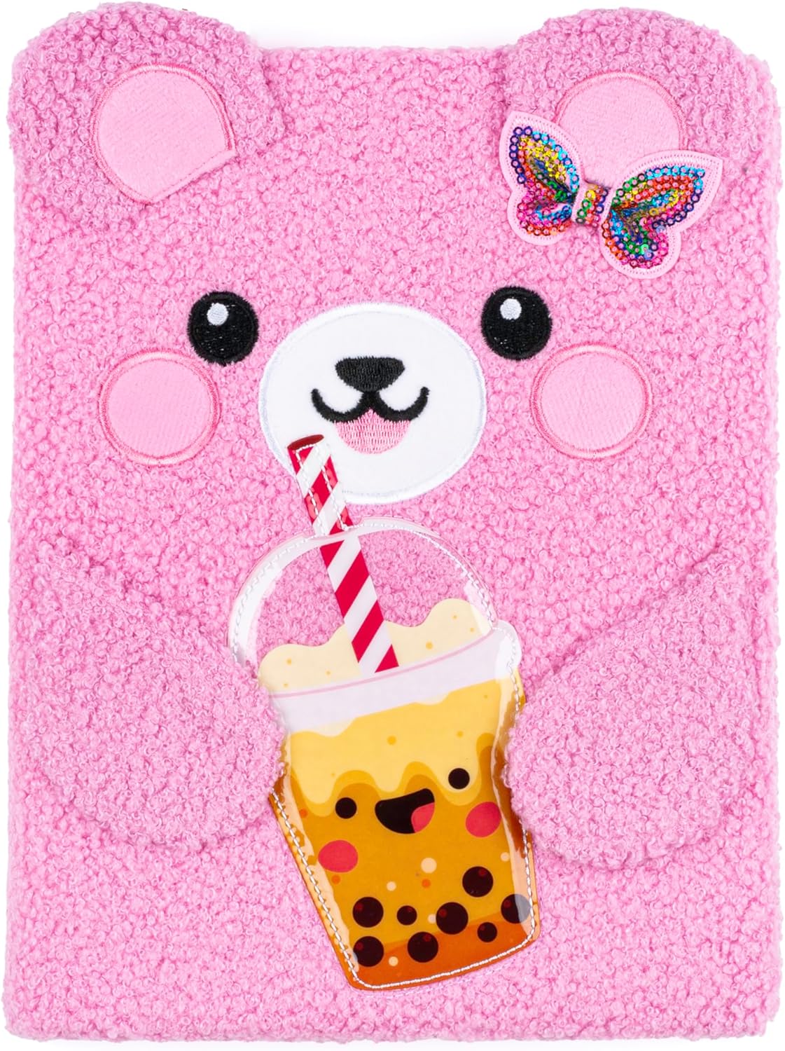 VOTUM Fuzzy Sketch Book: Personalized Artist Sketchbook: Sketching, Drawing and Creative Doodling. Notebook and Sketchbook to Draw and Journal (Pink Bear)